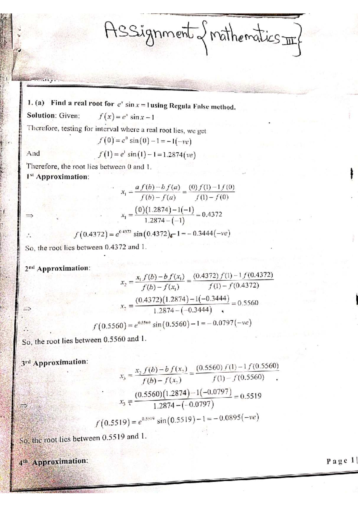 Mathematics Assignment: Finding Roots Using Numerical Methods - Studocu