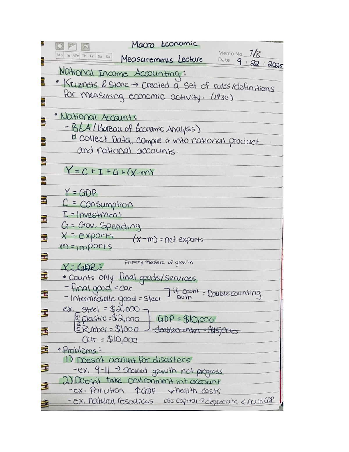 Final Exam Review Notes for Course XXX: National Income Accounting ...