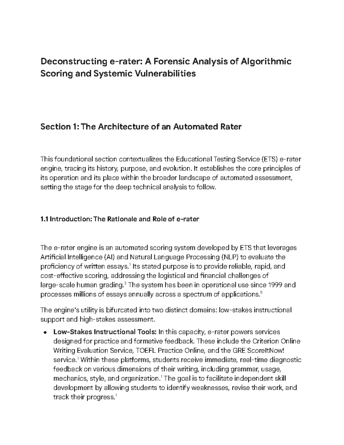 E-rater Forensic Score Analysis: Examining Algorithmic Scoring ...