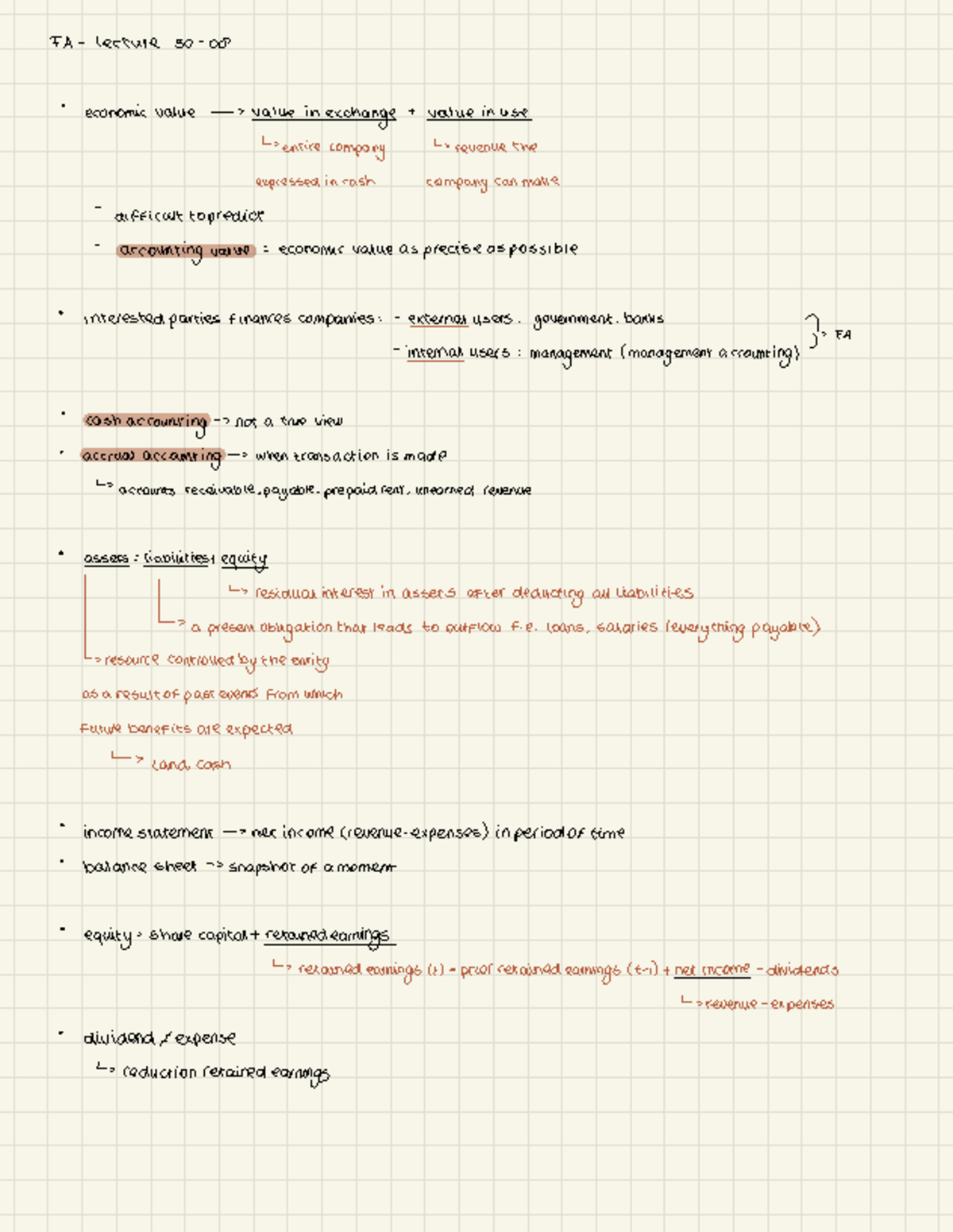 FA-Accounting Lecture Notes: Economic Value & Financial Analysis ...