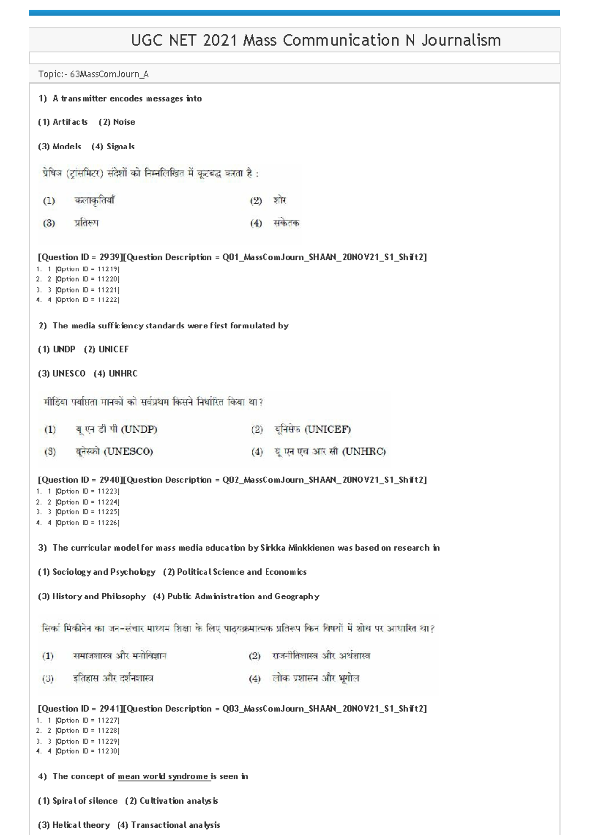 UGC NET 2021 Mass Communication Paper 2 - Previous Year Questions - Studocu
