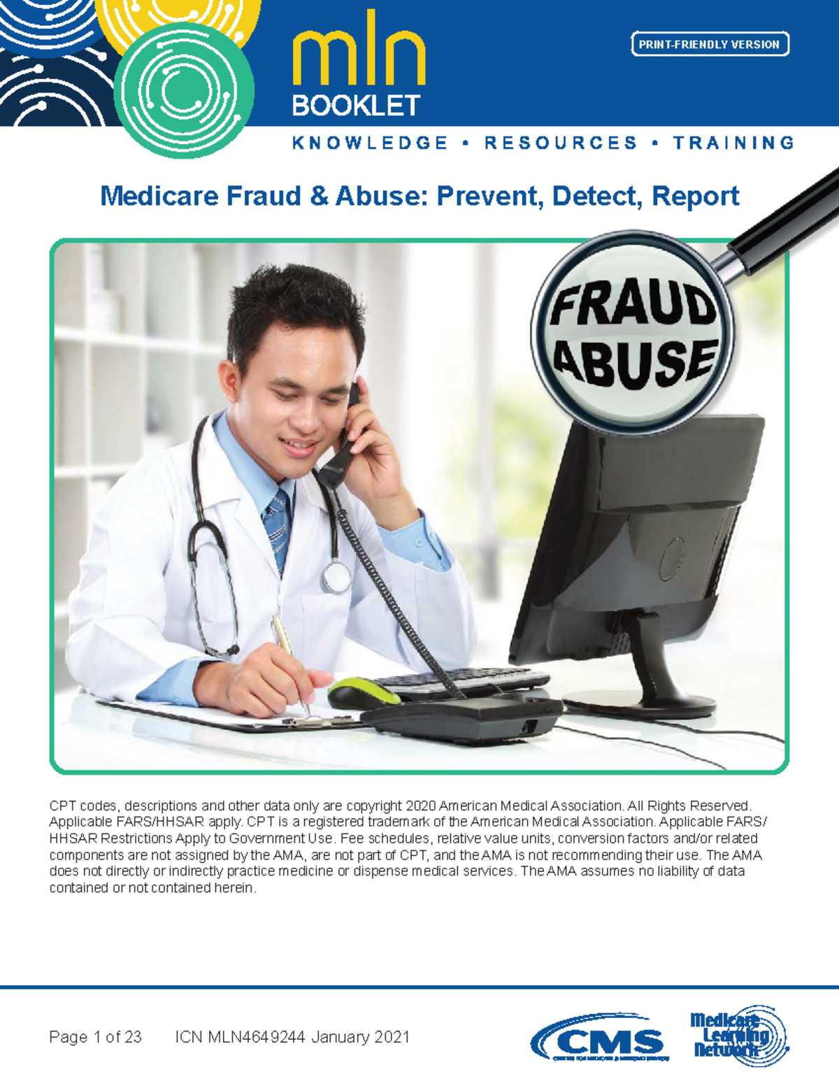 Medicare Fraud Abuse: Prevent, Detect, Report - MLN4649244 Guide - Studocu