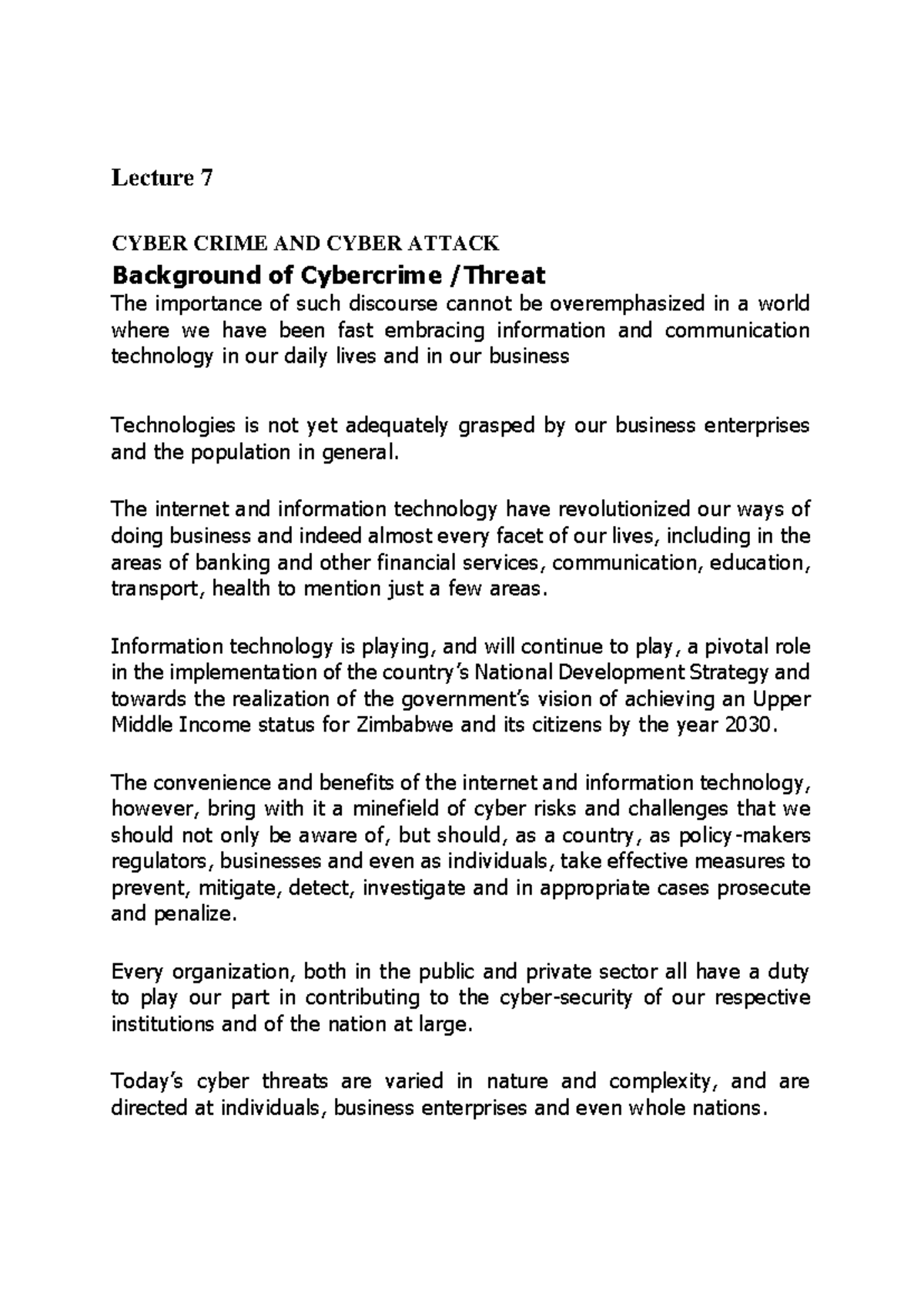 Lecture 7: Cyber Crime & AI - Understanding Threats and Security ...
