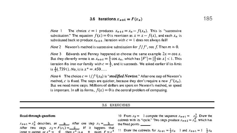 Calculus Notes Summary: Iterations and Fixed Points (Part 17) - Studocu