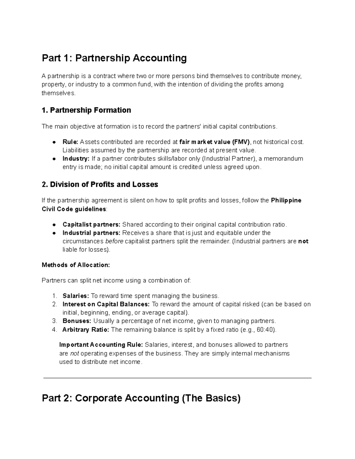 ACC 101: Partnership & Corporate Accounting Overview - Studocu
