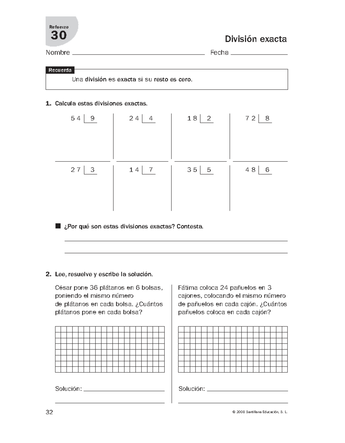 Refuerzo 912682: División Exacta y Entera en Matemáticas - Studocu