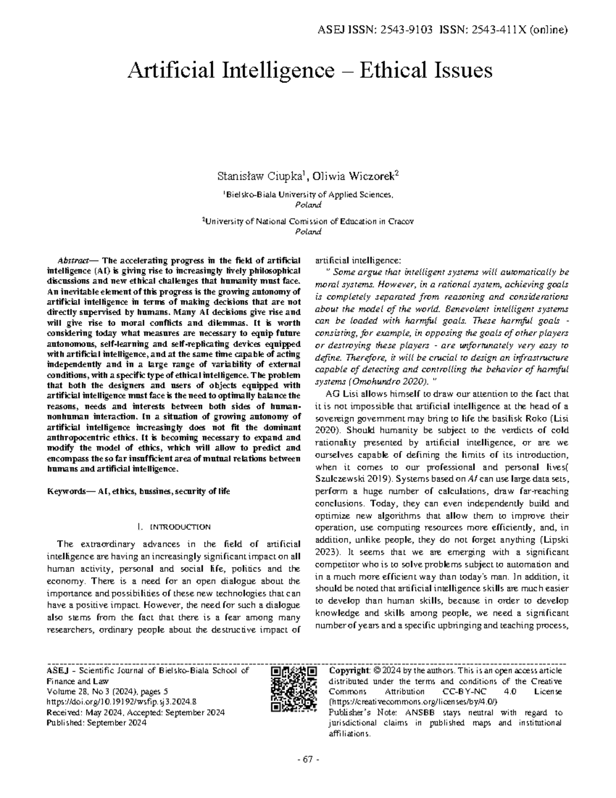 ASEJ: Ethical Challenges of Artificial Intelligence in Modern Society ...