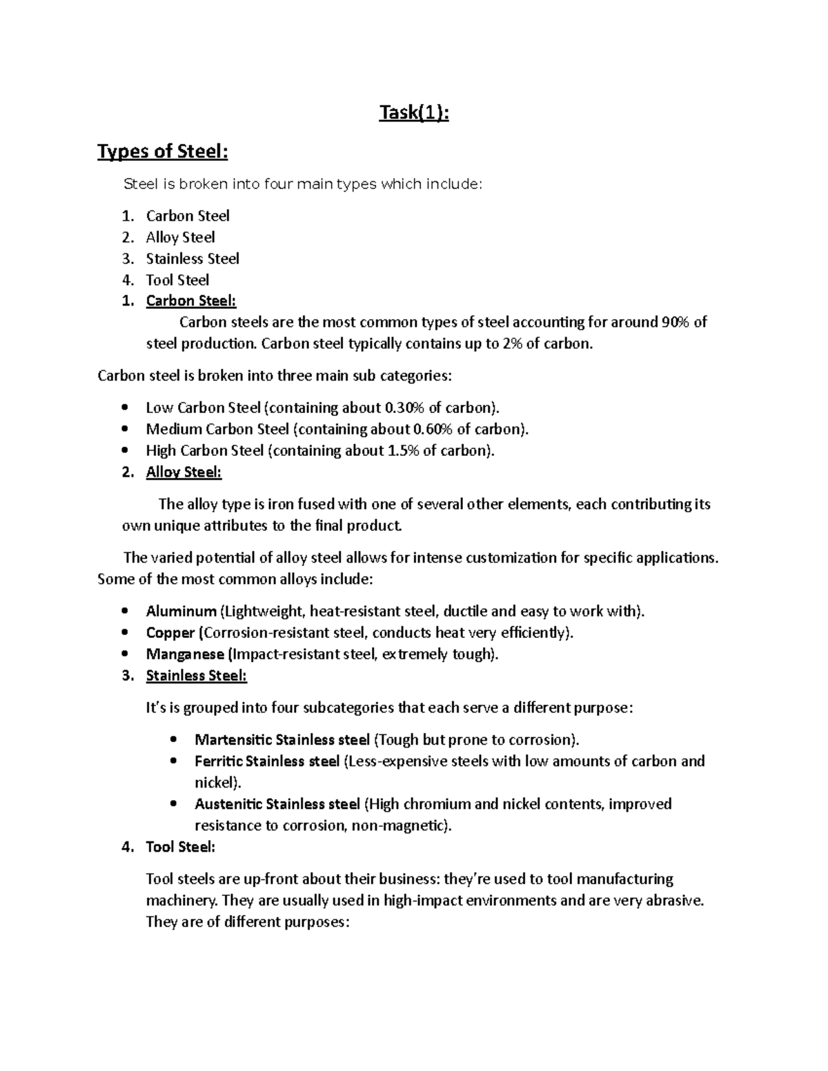 MP 101: Overview of Steel Types, Grades, and Cost Analysis - Studocu