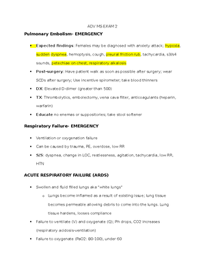 MS Exam 2 Review - Summary Brunner and Suddarth's Textbook of Medical ...