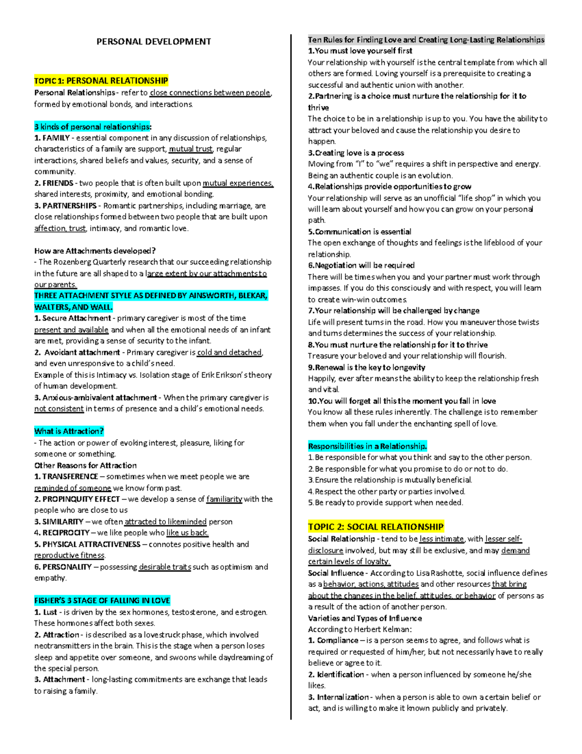 Personal Development: 2nd Quarter REVIEWER Insights and Concepts - Studocu