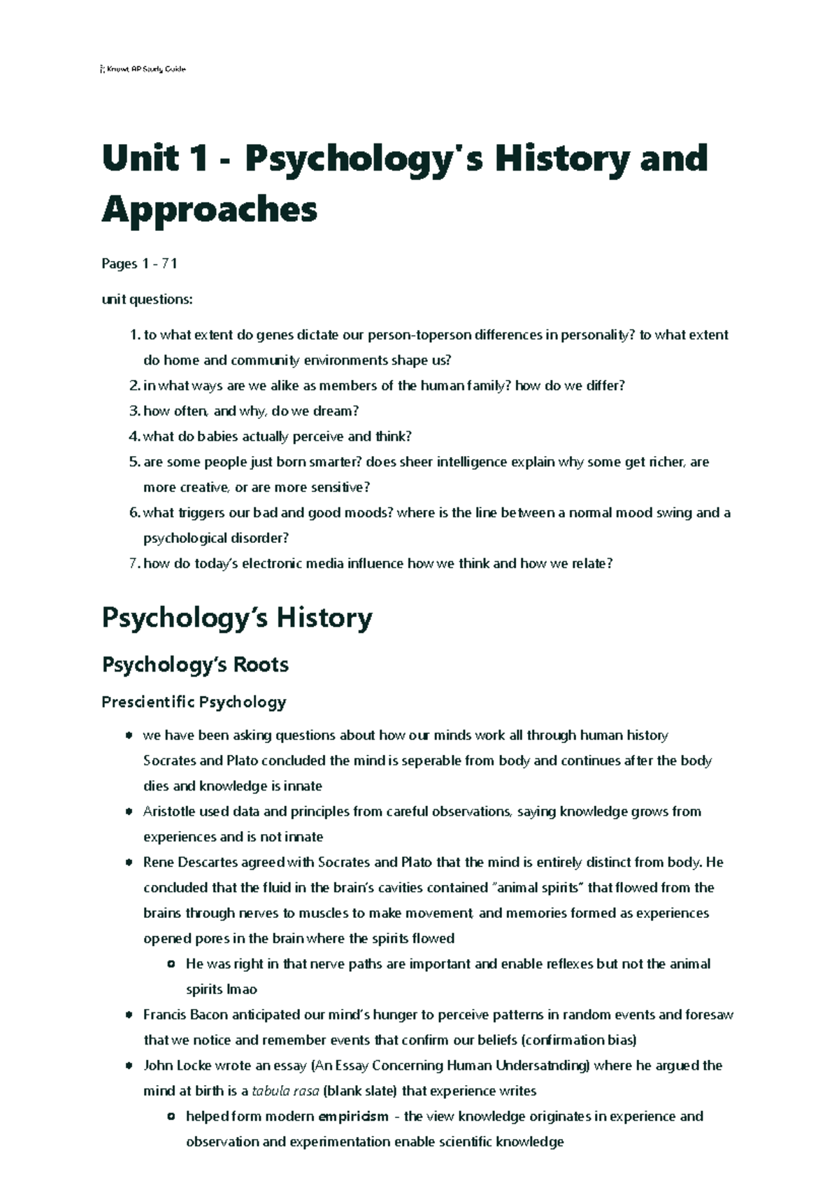 Unit 1 - Psychology's History and Approaches - to what extent do genes ...