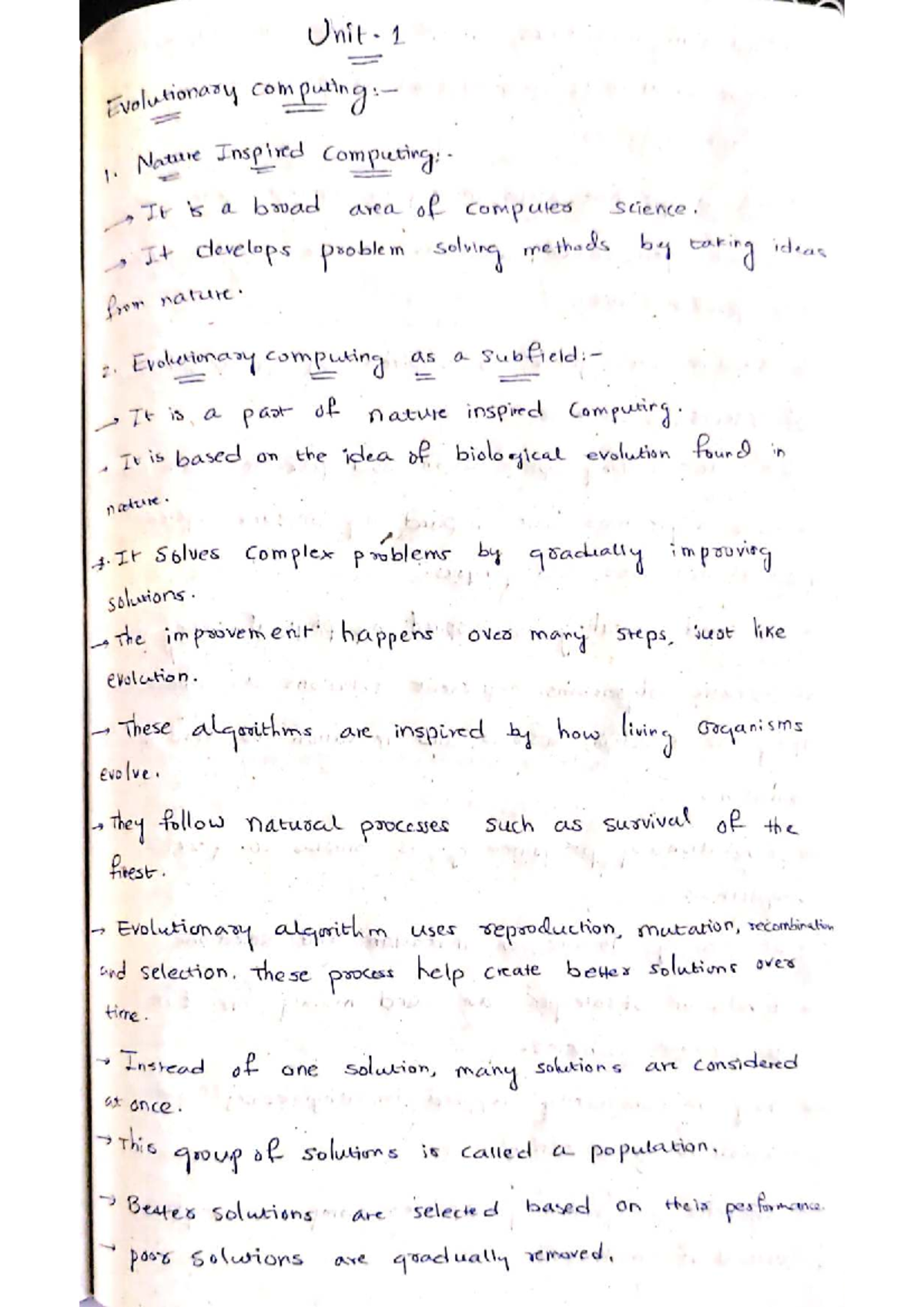 NIC Unit 1 - Evolutionary Nature Inspired Computing Notes - Studocu
