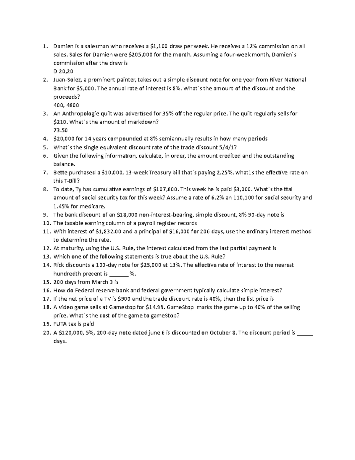 Financial Calculations and Concepts: Exam Prep for ACC 101 - Studocu