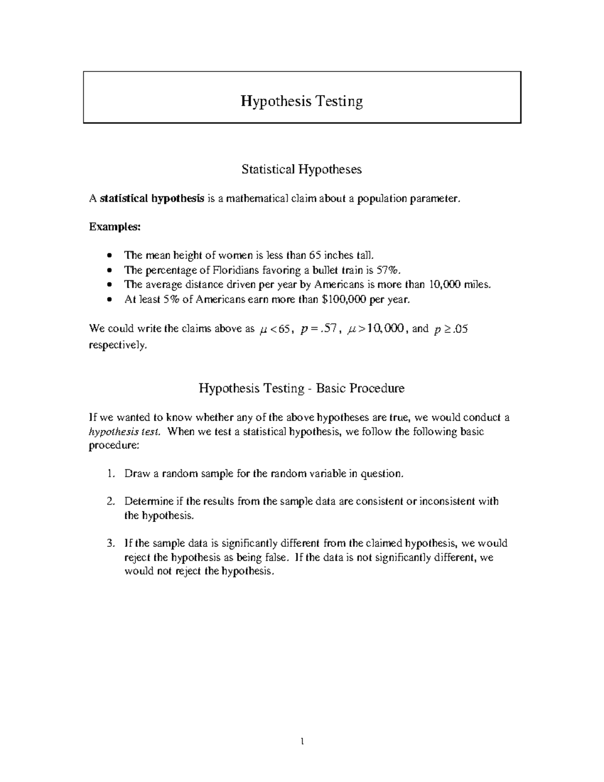 Hypothesis Testing: Essential Concepts and Procedures in Statistics ...