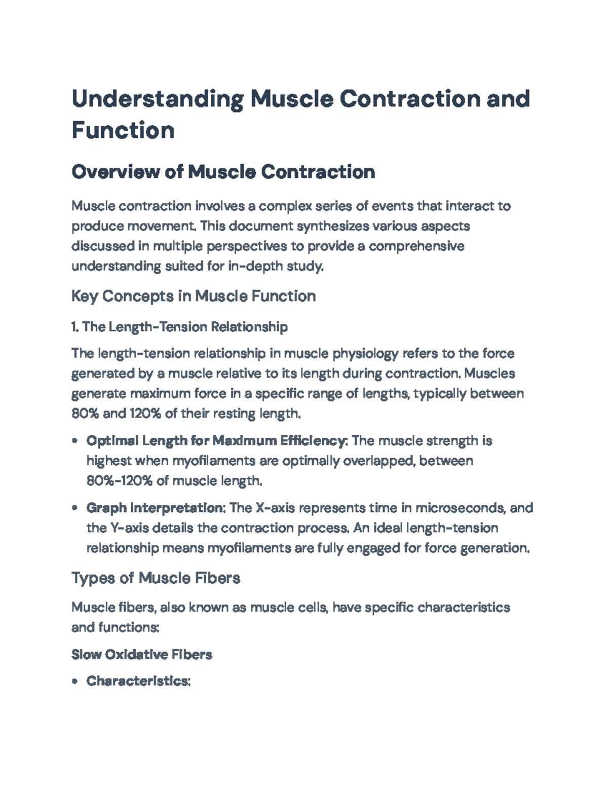 Comprehensive Study on Muscle Contraction and Function (PHYS 101 ...