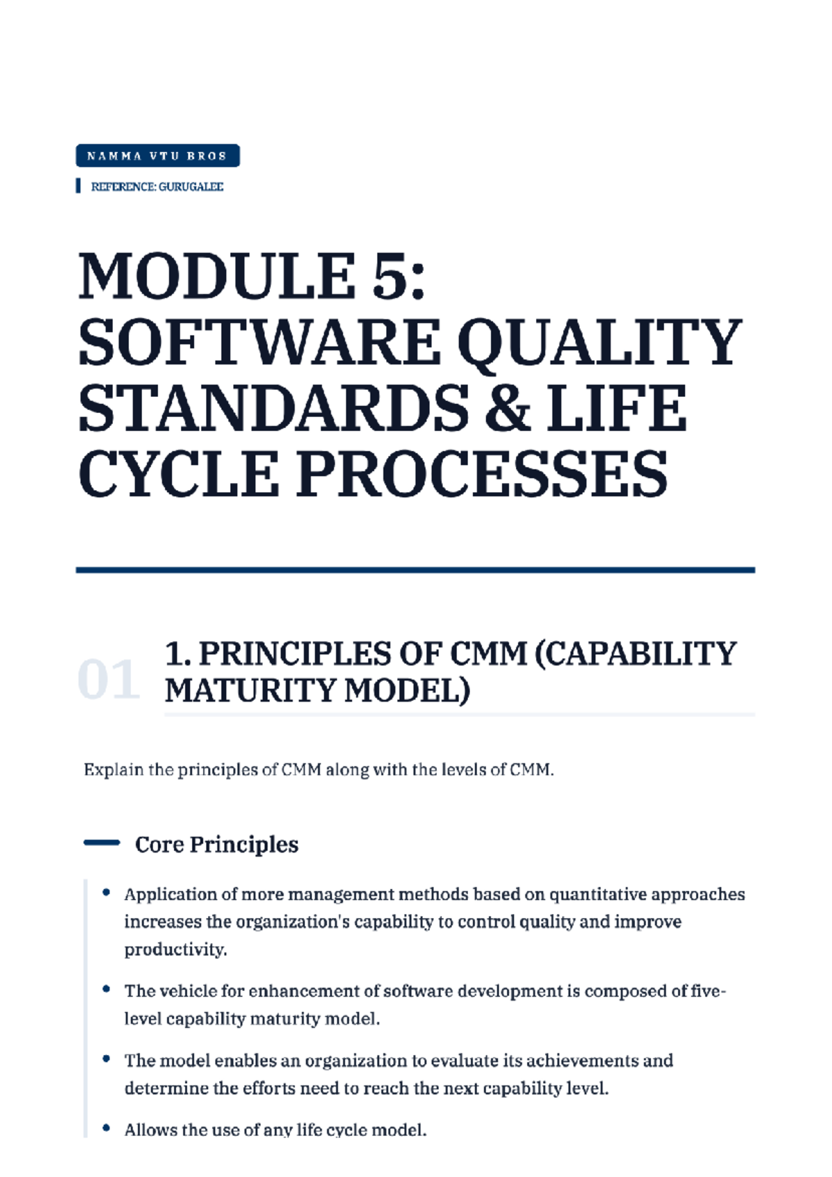 Module 5: Software Quality Standards & Life Cycle Processes - Namma VTU ...