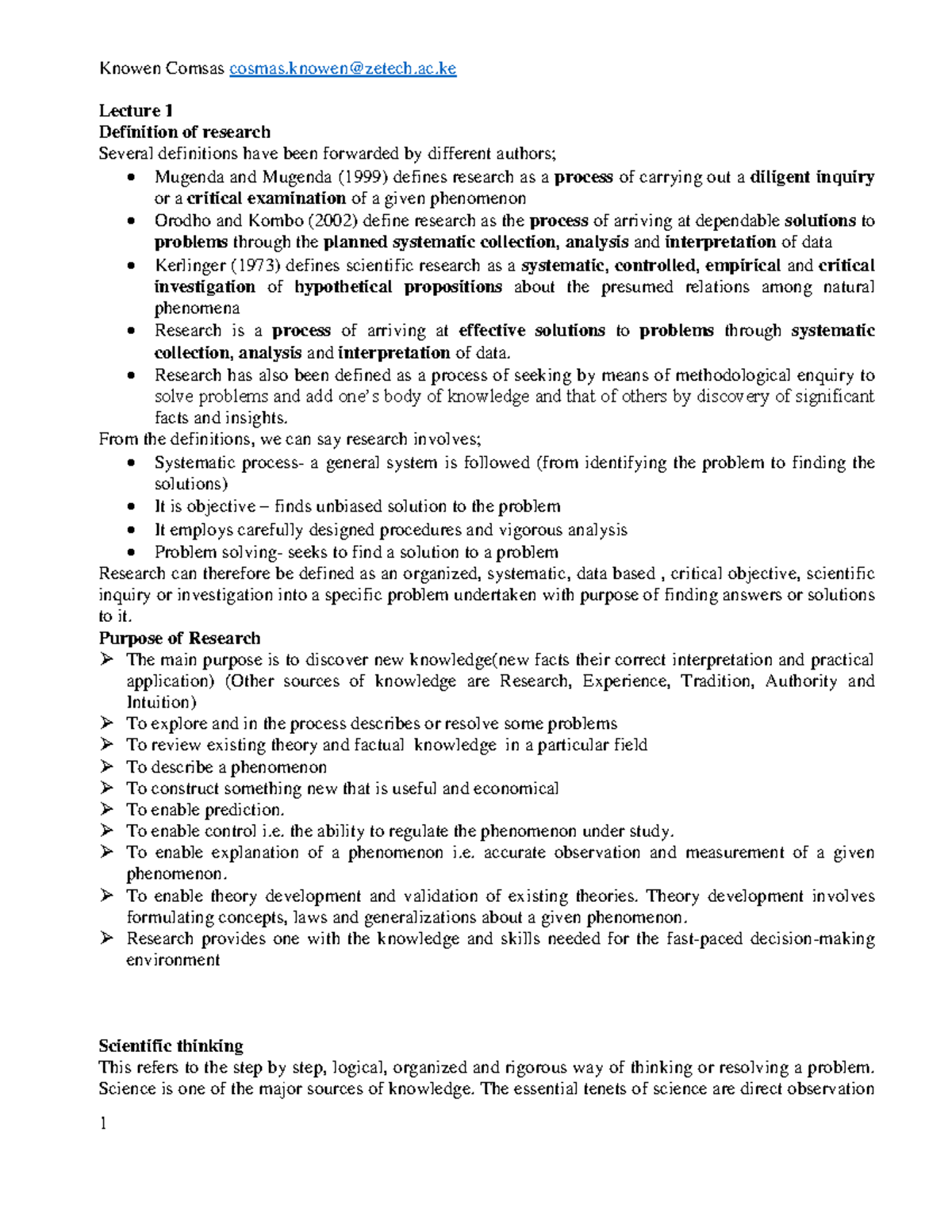 Knowen Comsas Lecture 1: Understanding Research Definitions and ...