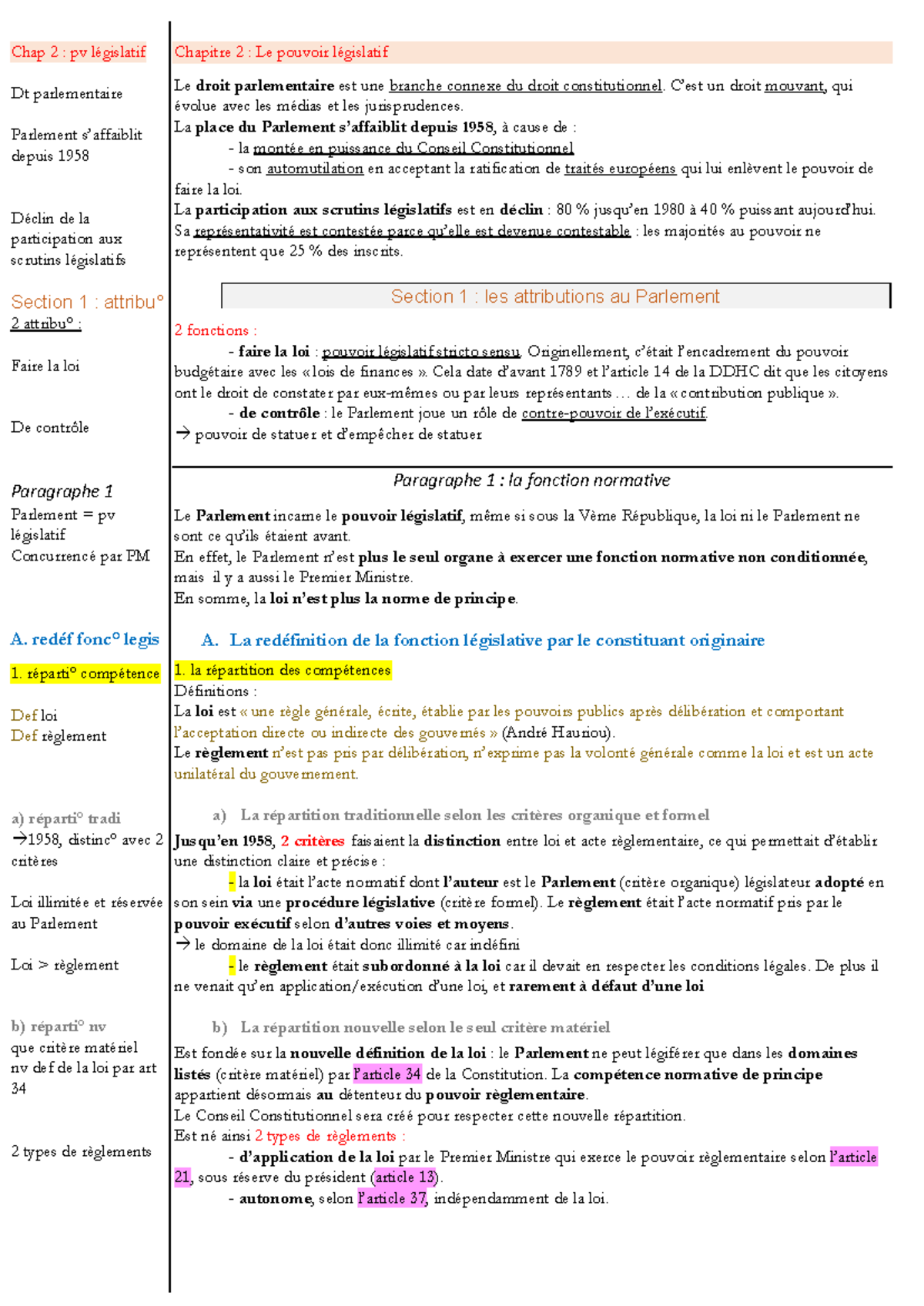 Chapitre 2 : Le Pouvoir Législatif en Droit Parlementaire - Studocu