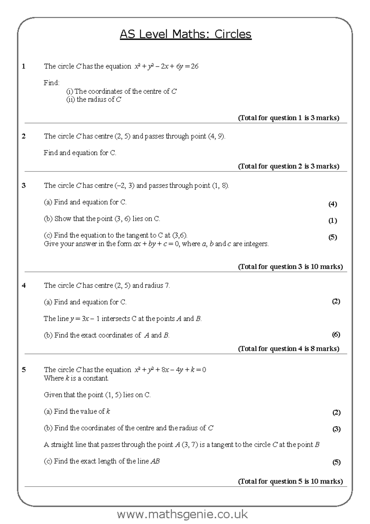 AS Level Maths: Circles - Comprehensive Study Guide - Studocu