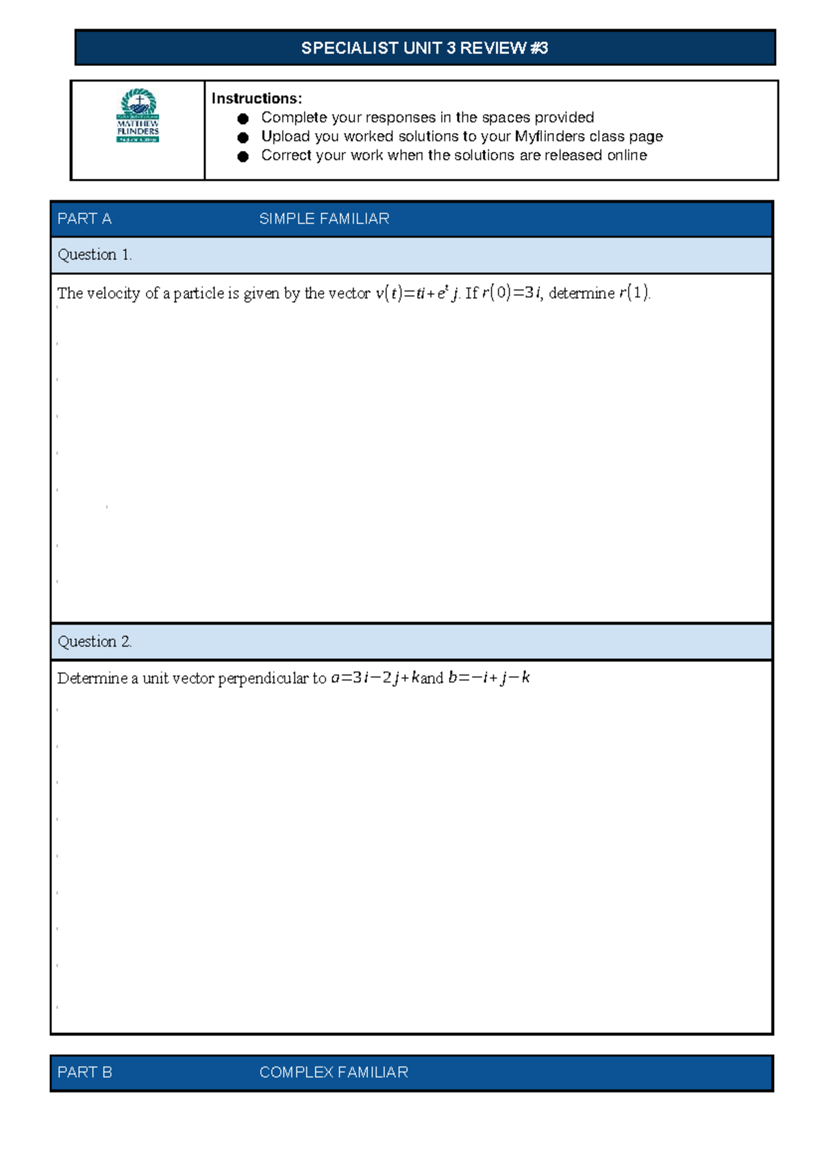 Specialist Unit 3 Review Quiz #3 Solutions and Instructions - Studocu