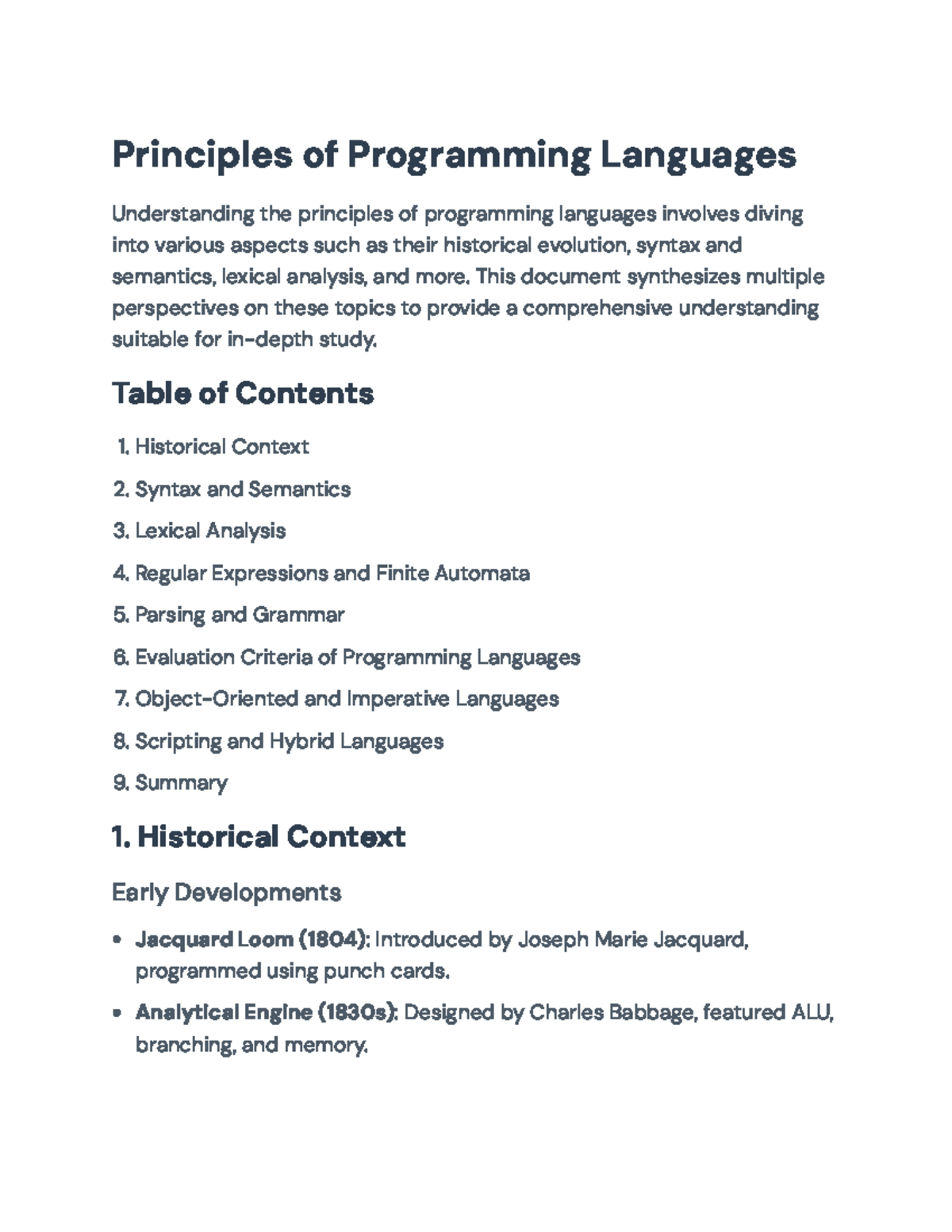 Principles of Programming Languages: Historical and Modern Aspects ...