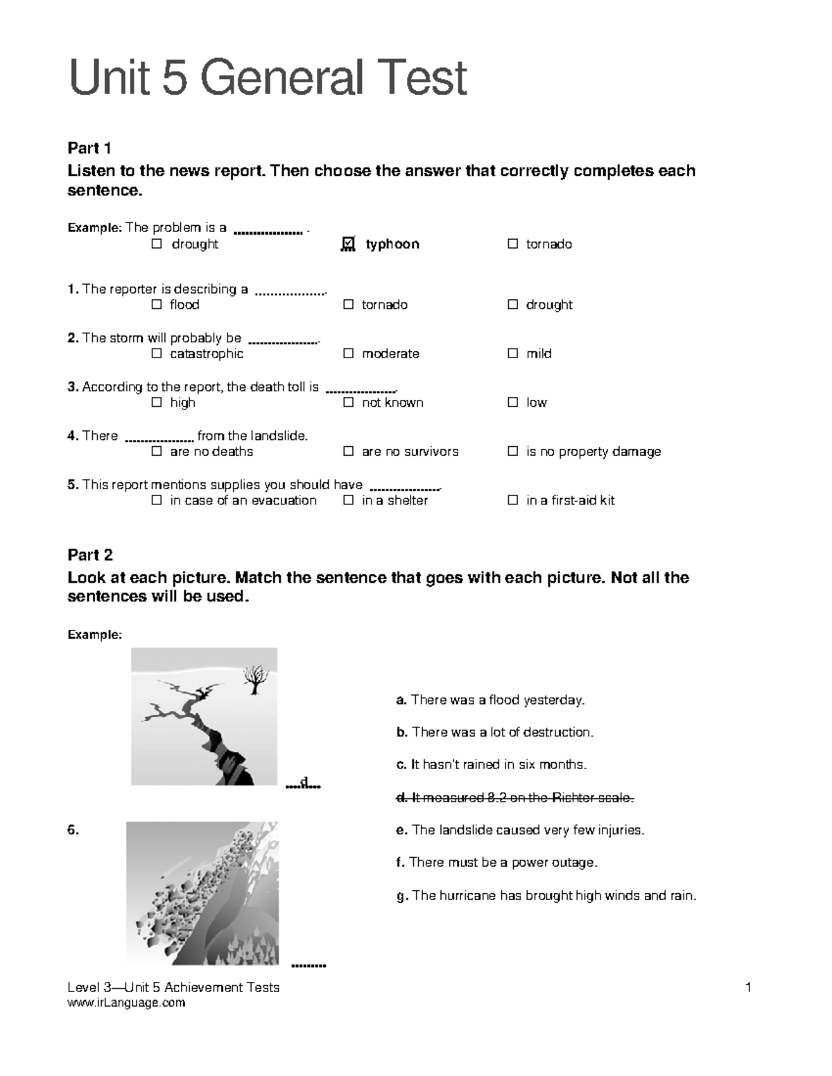 TN3 Unit 5 Assessment - Dnsnaj - Unit 5 General Test Level 3—Unit 5 ...