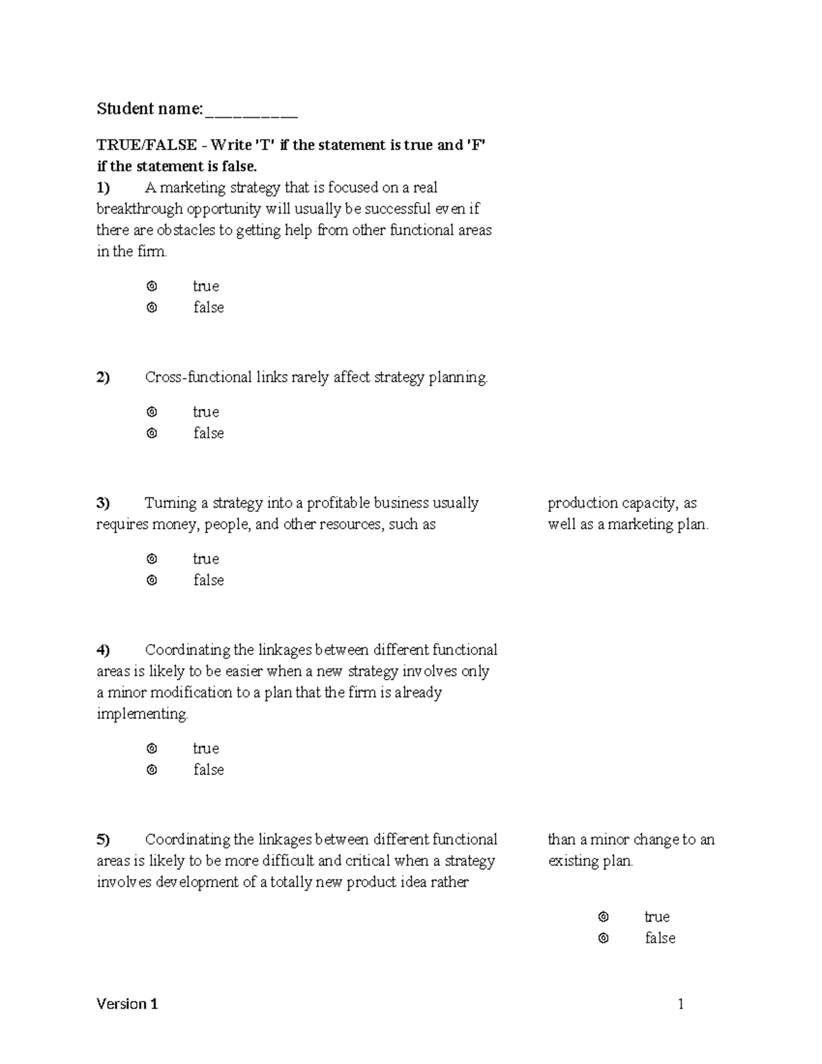 Chapter 6 Review: True or False Statements on Organizational Buying ...
