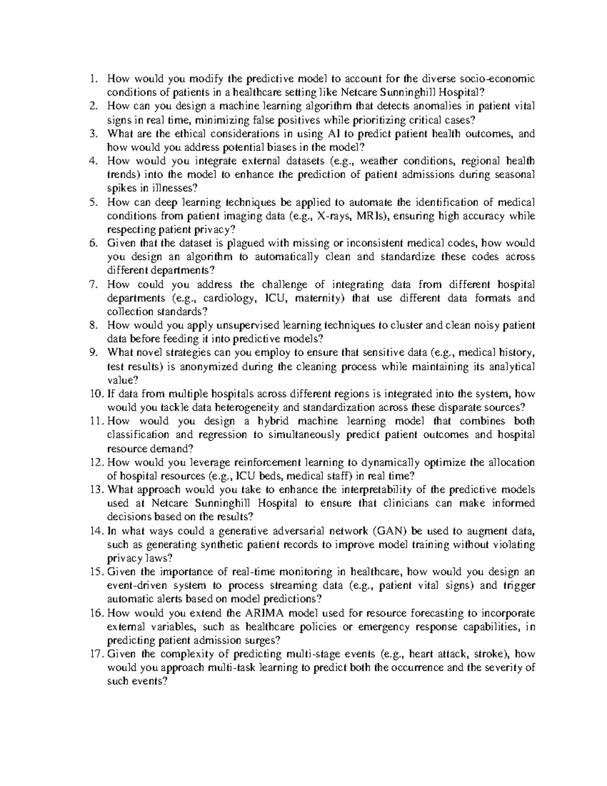 Netcare Case Study Questions: AI & Predictive Modeling in Healthcare ...