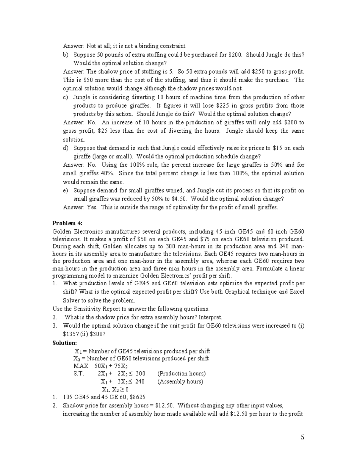 Solutions HW1 LP+-3: Linear Programming Analysis and Optimal Strategies ...