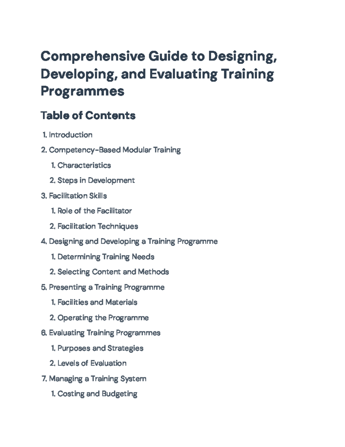 Training Programme Management: Design, Development, and Evaluation ...