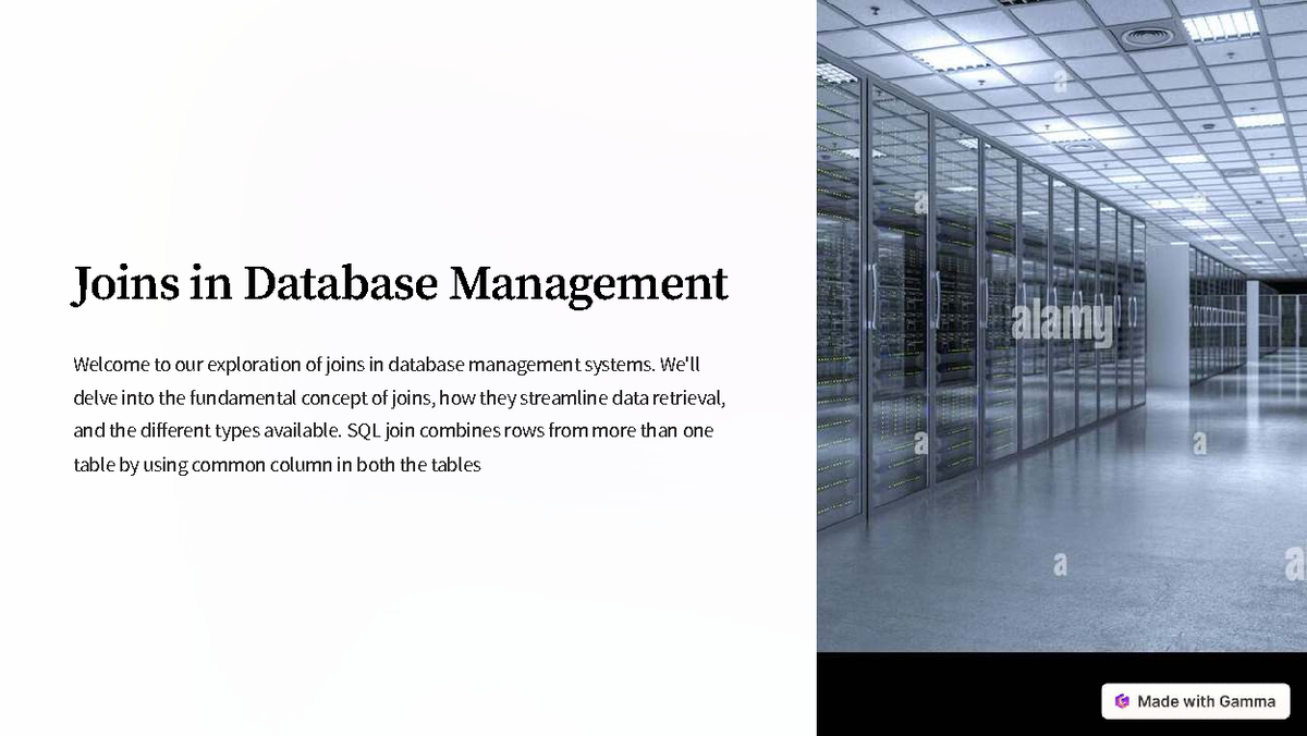 Joins in Database Management: Types and Optimization Techniques - Studocu