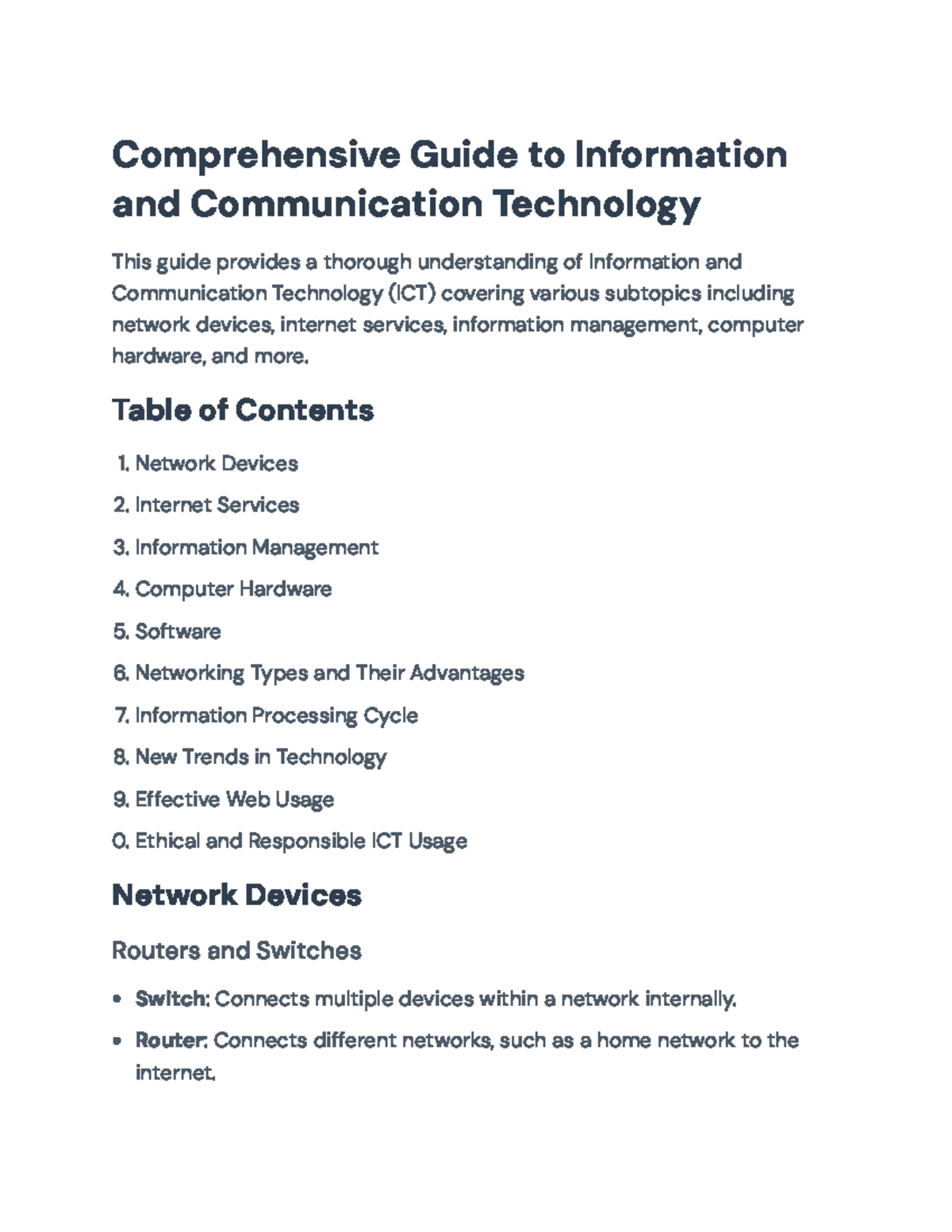 ICT Overview: Concepts, Tools, Applications, and Technologies - Studocu