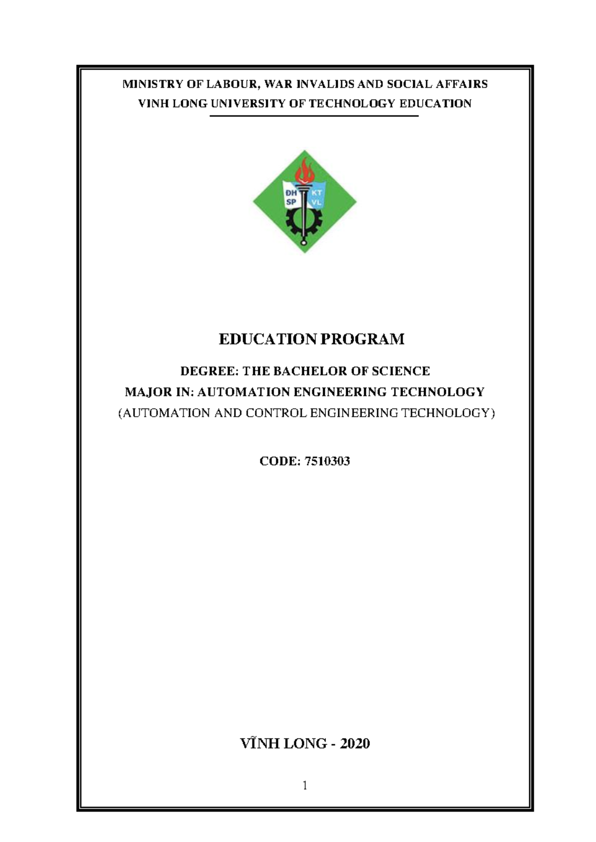 2020 Training Program for Automation Engineering Technology (7510303 ...