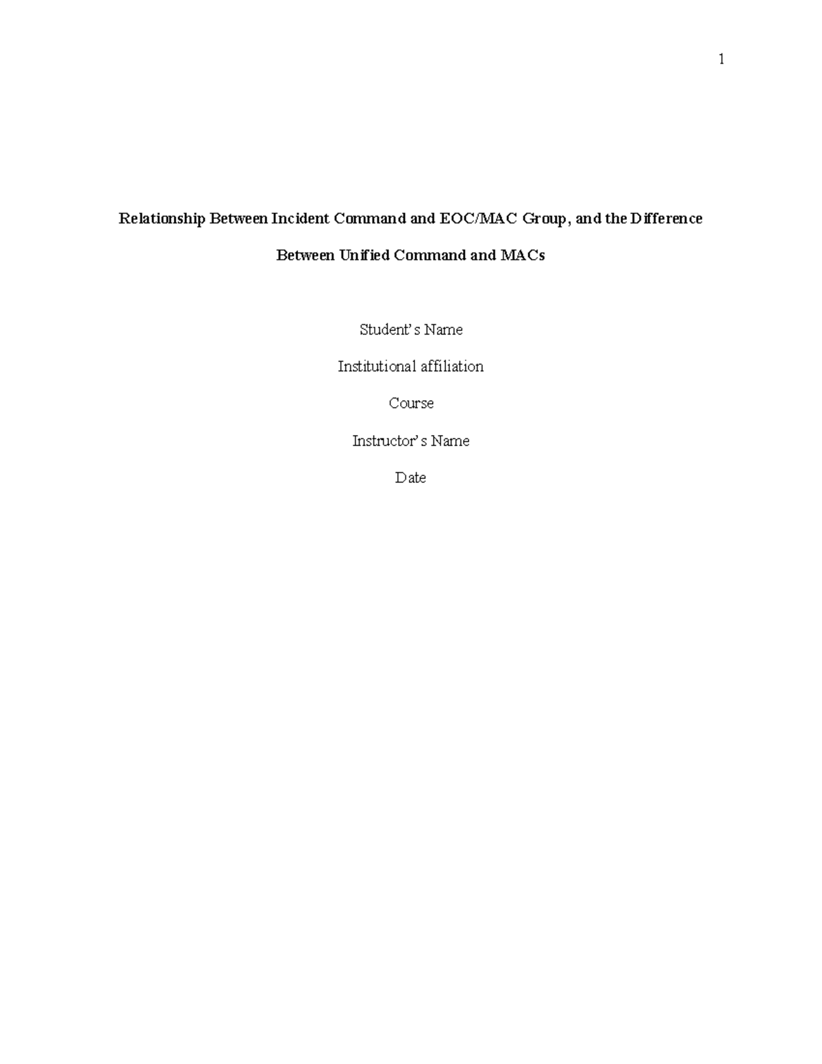 ICS 101: Relationship Between Incident Command and MAC Groups - Studocu