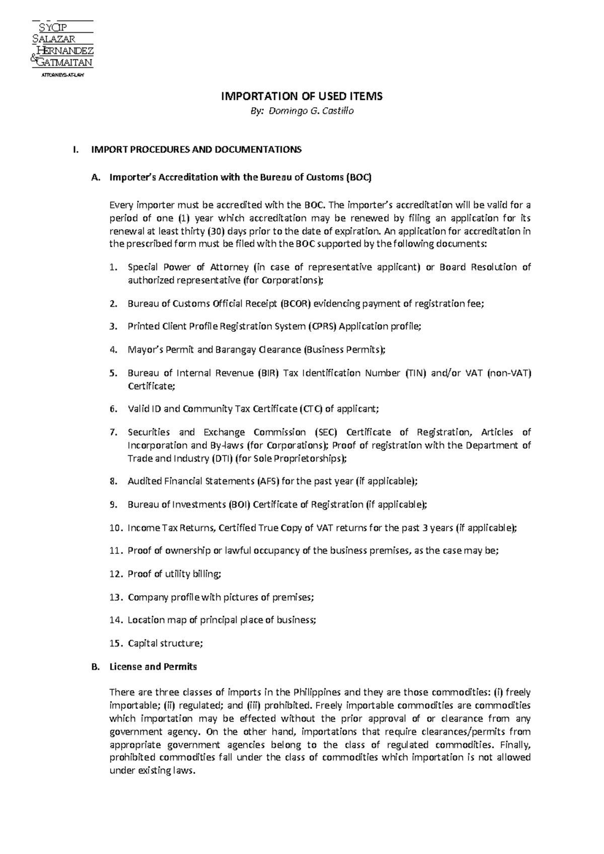 Import Procedures for Used Items: Guidelines and Documentation - Studocu