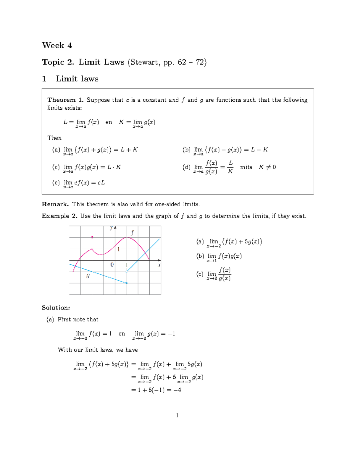 Week 4.2E Limit Laws: Understanding and Applying Theorems - Studocu