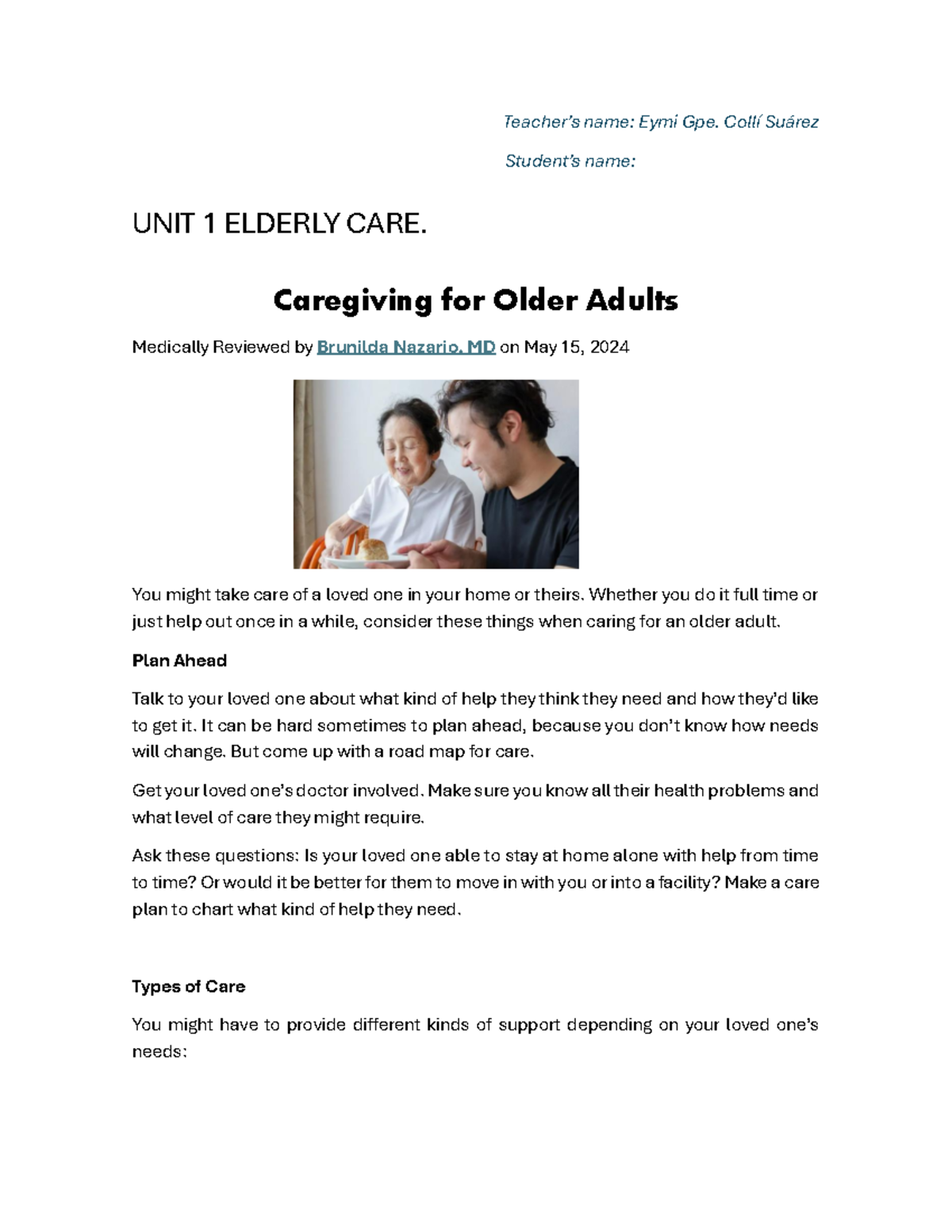 Caregiving for Older Adults: Essential Tips and Guidelines - Studocu