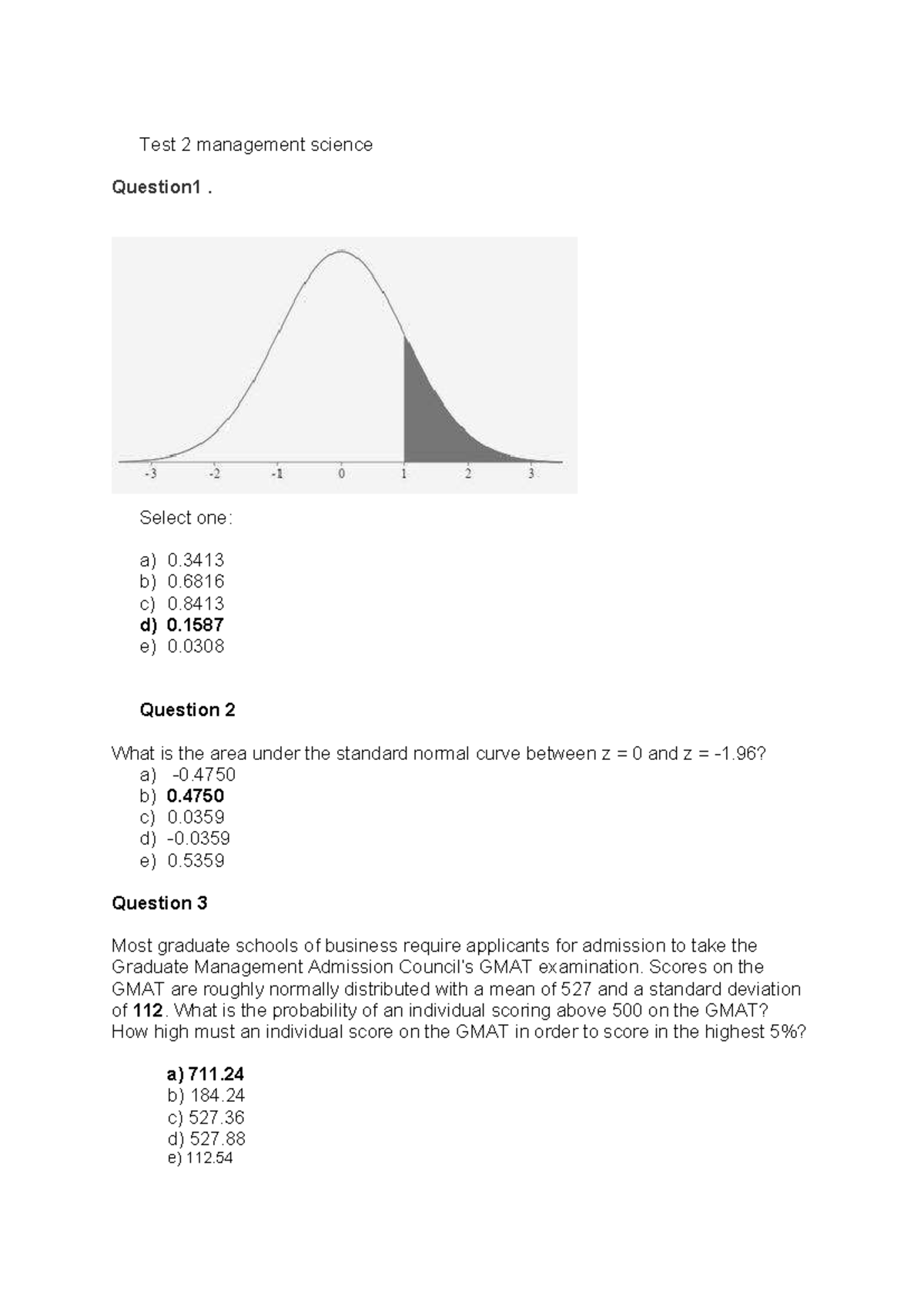 Test 2 Management Science Solutions and Answers - Studocu