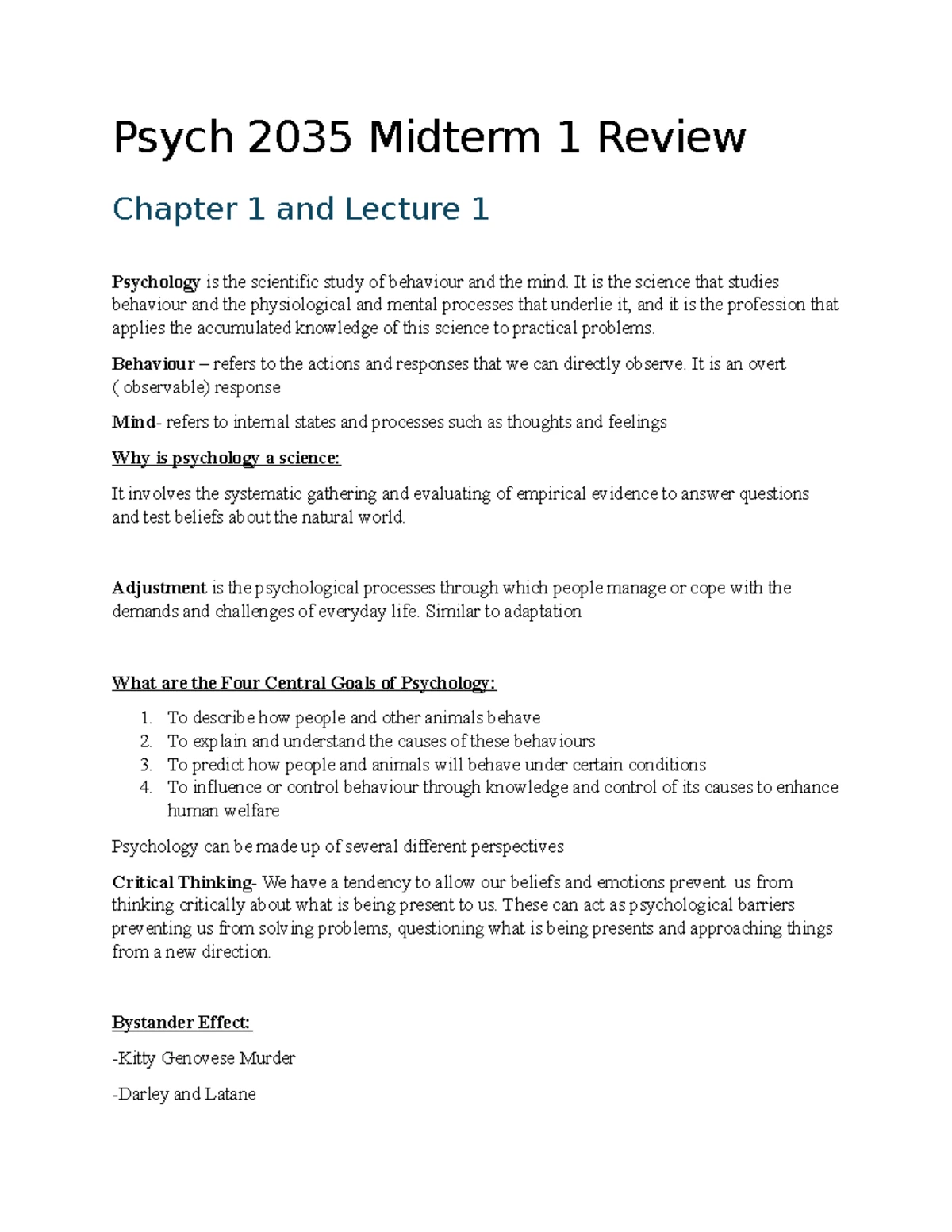 Psych 2035 Final Exam - Comprehensive Study Notes on Stress - Studocu
