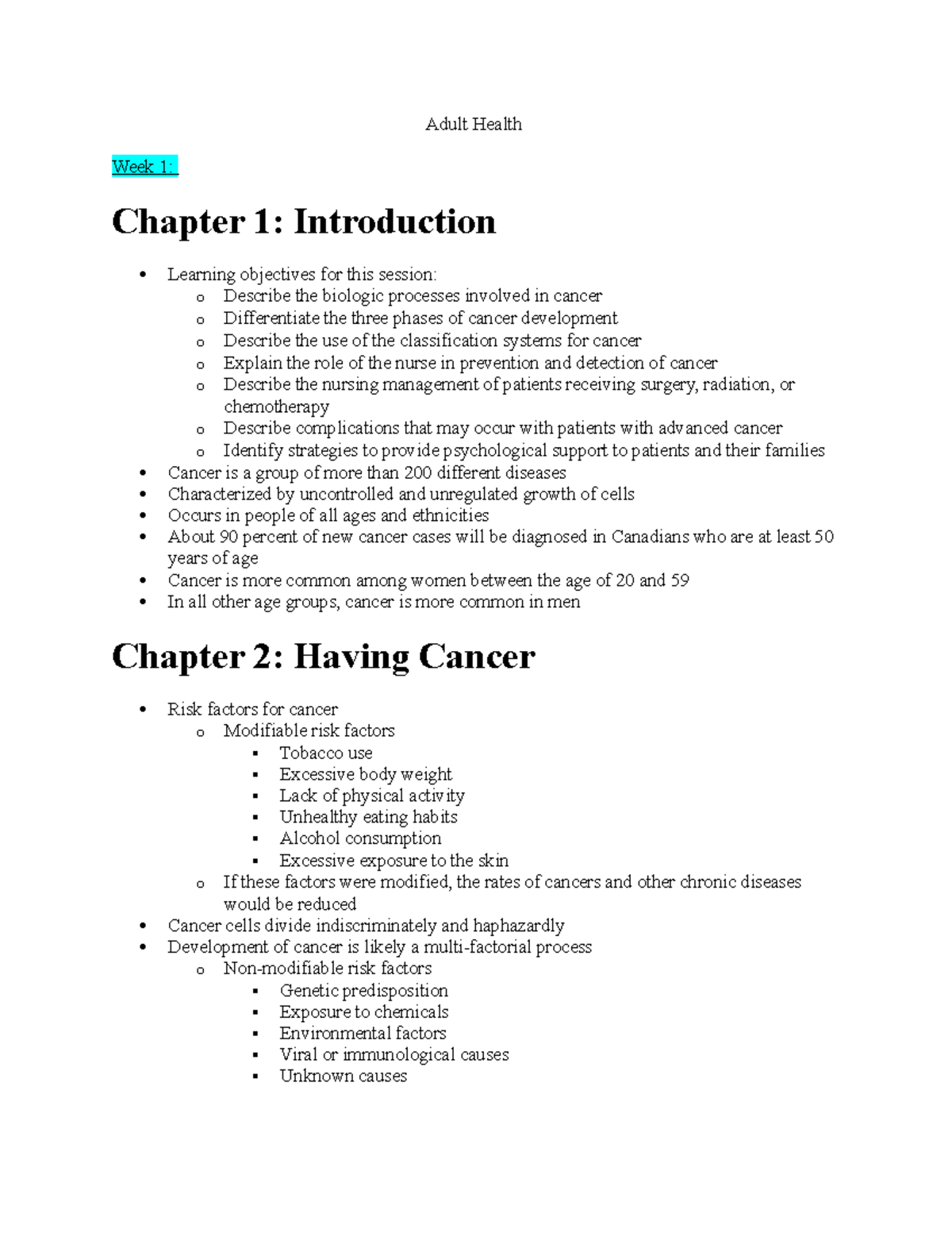 Adult Health Notes - Adult Health Week 1: Chapter 1: Introduction ...
