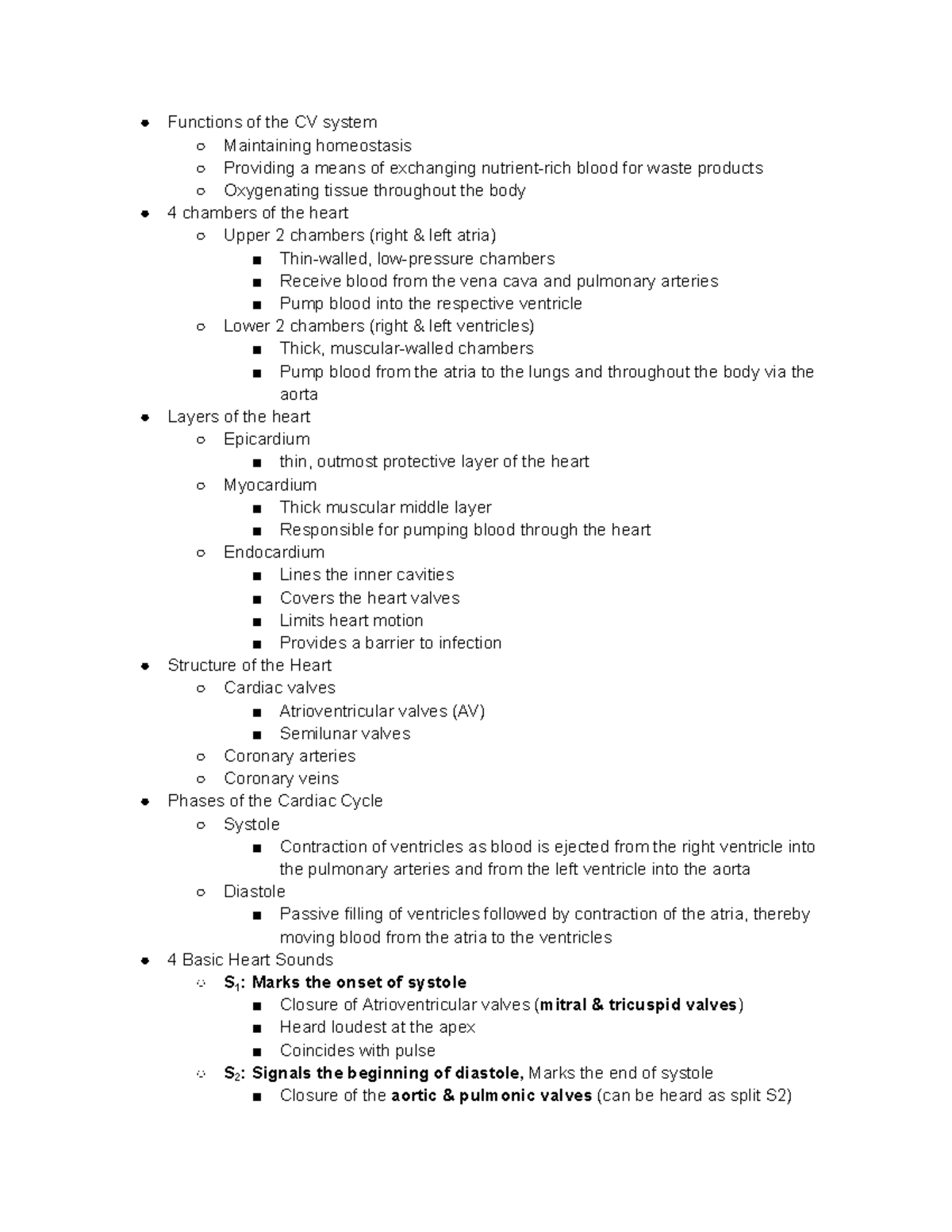 NUR 600 1 Week 3 Chapter 12 Cardiovascular System Overview - Studocu