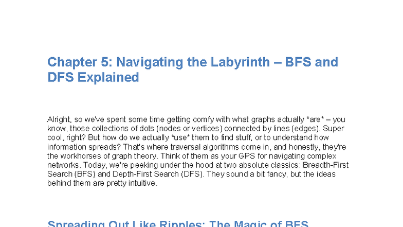 Chapter 5: Exploring BFS and DFS in Graph Theory Essentials - Studocu