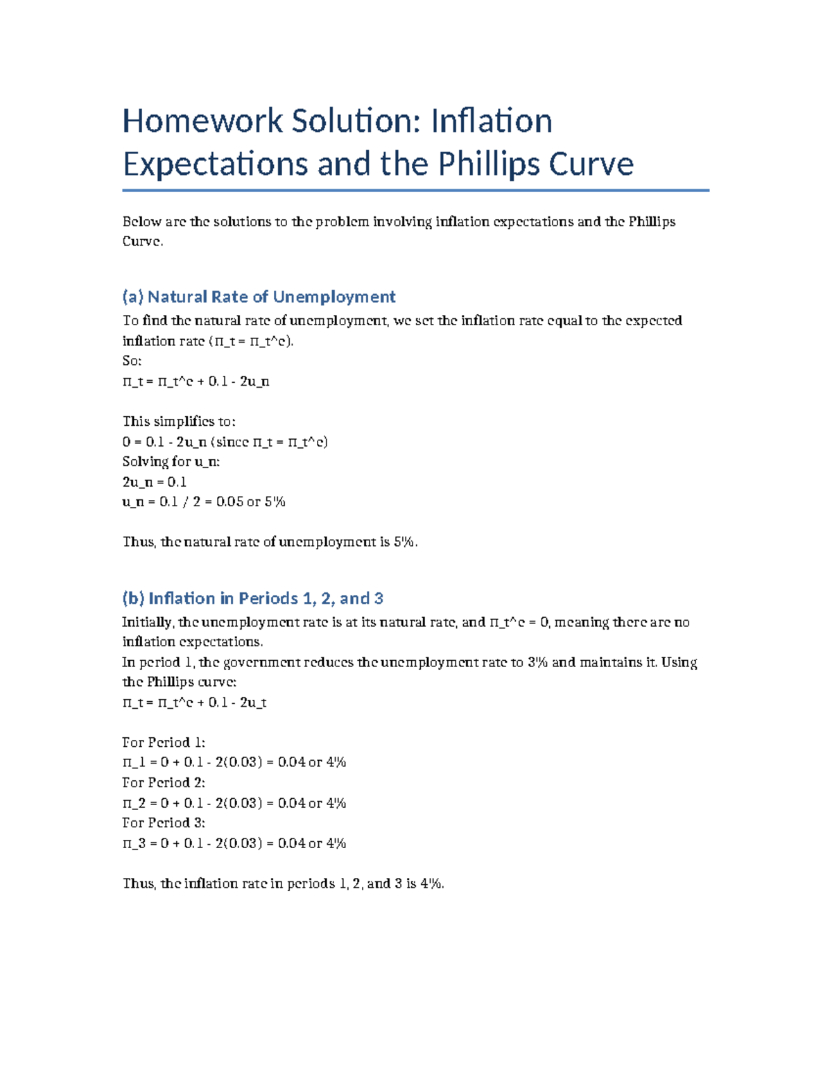 Homework Solution: Inflation Expectations & Phillips Curve Analysis ...
