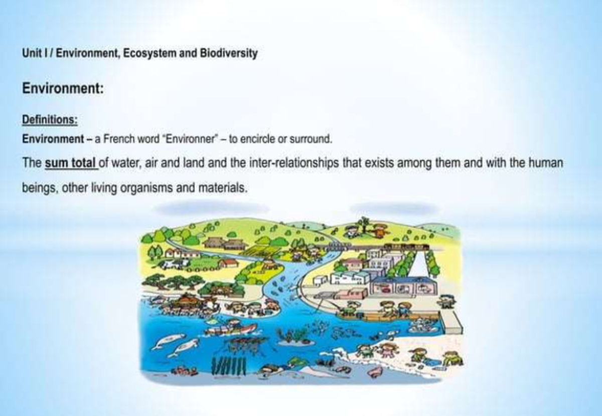Unit ESS 101: Environment, Ecosystem & Biodiversity Overview - Studocu