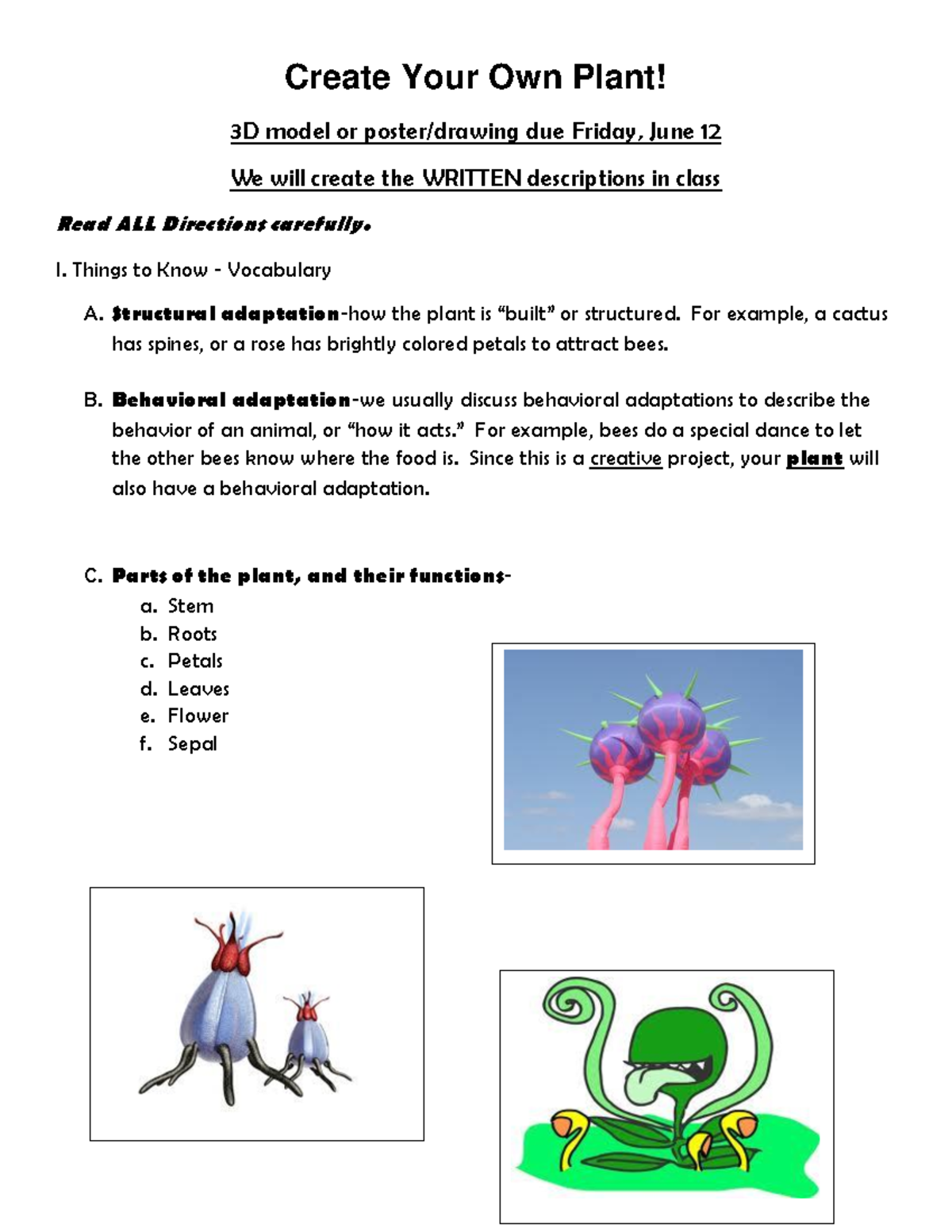 Plant Project Final: Create Your Own Plant! 3D Model Instructions - Studocu