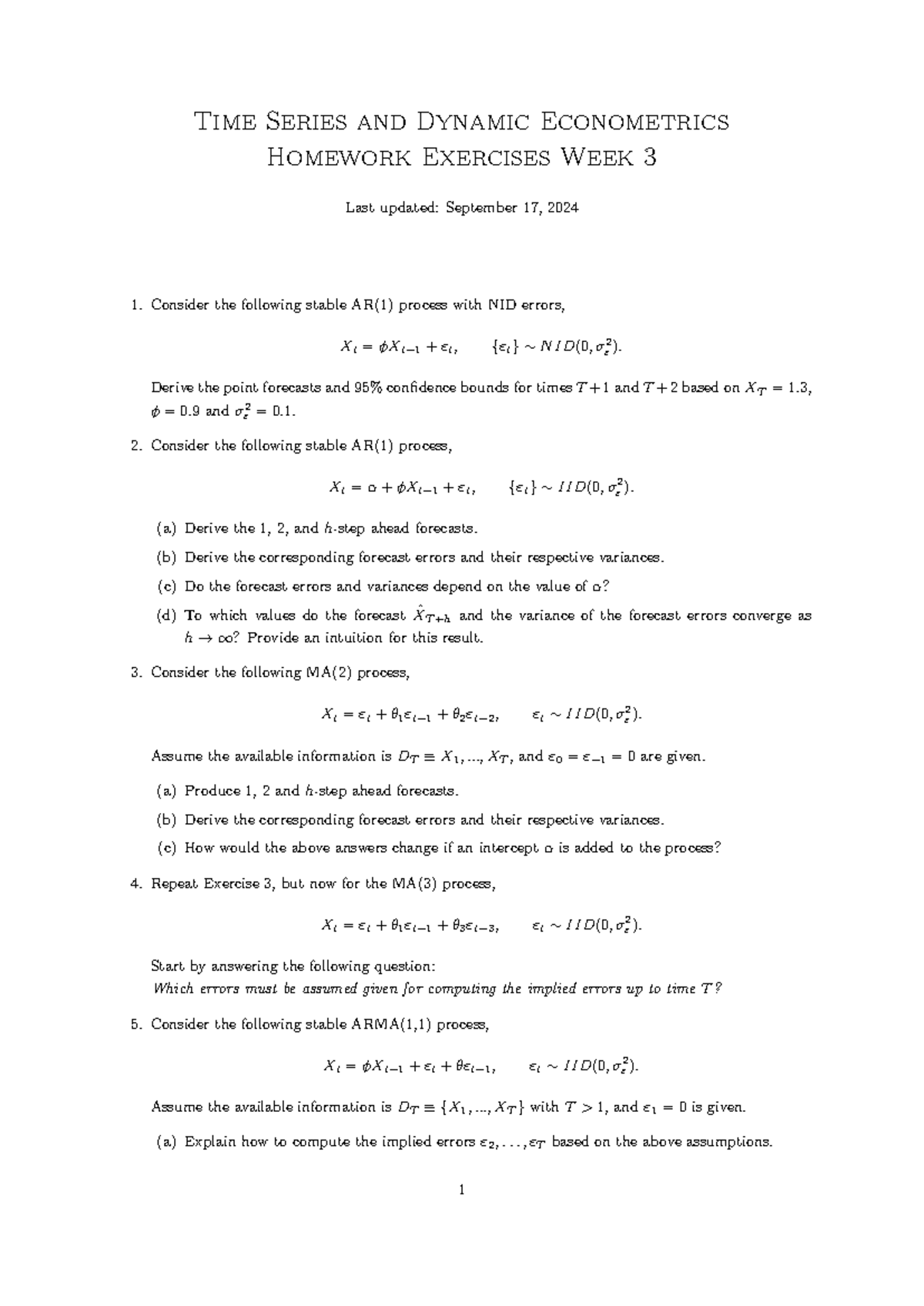 Homework Exercises W3: Time Series & Dynamic Econometrics Analysis ...