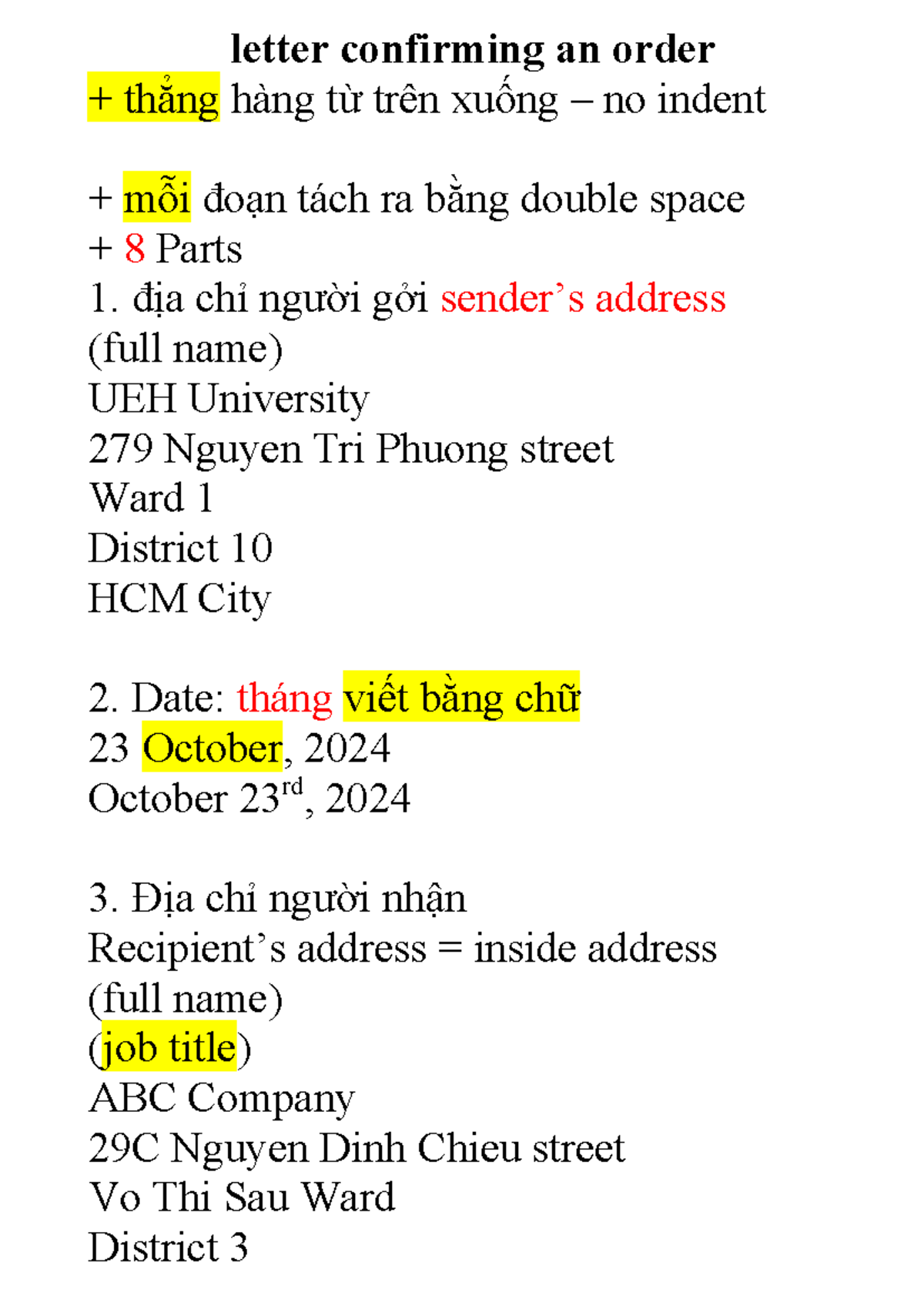 Order Confirmation Letter Template for Business Communication - Studocu
