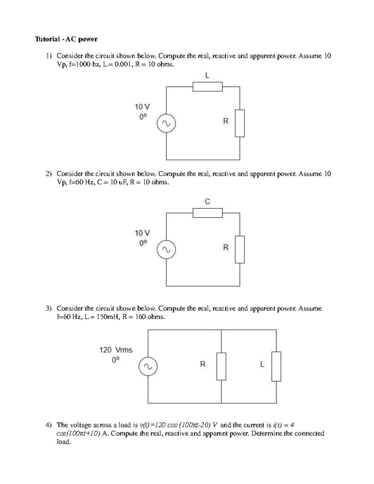 Electrical Tutorial: AC Power Calculations and Analysis - Studocu