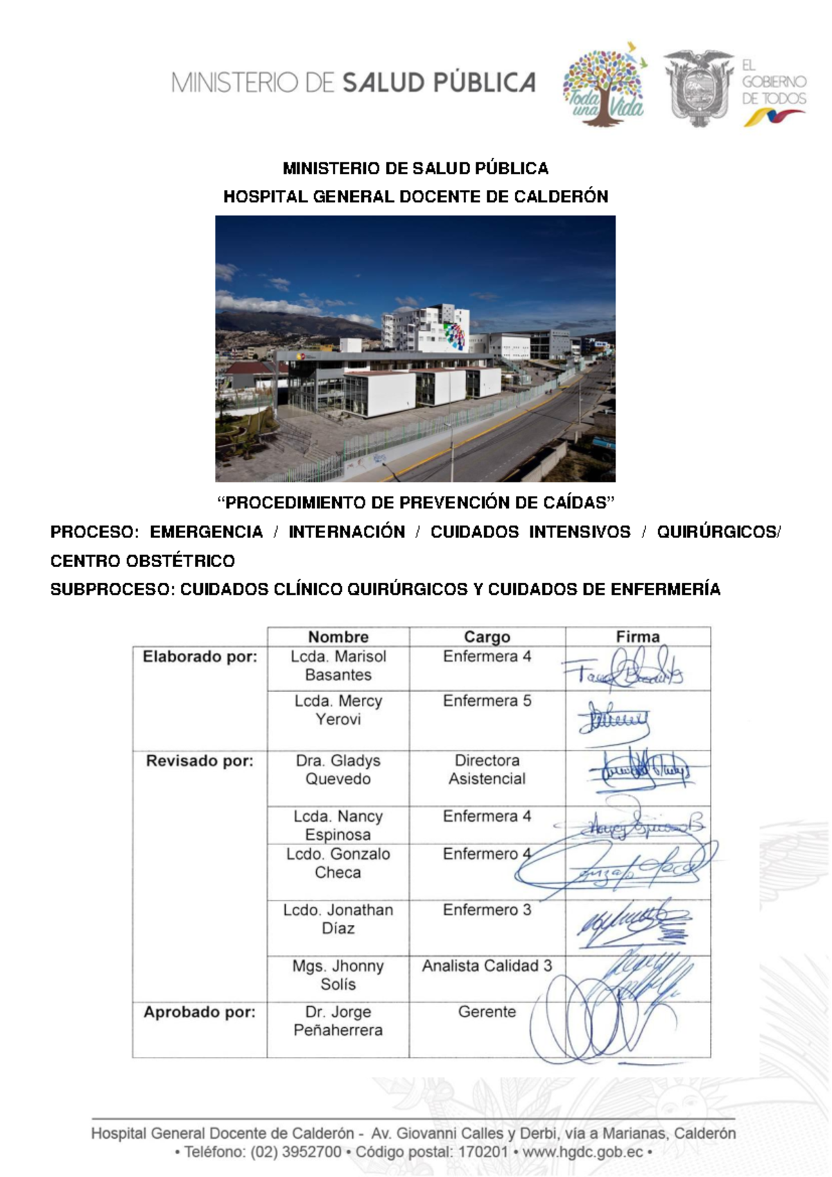 HGDC - Procedimiento de Prevención de Caídas en Pacientes - Studocu