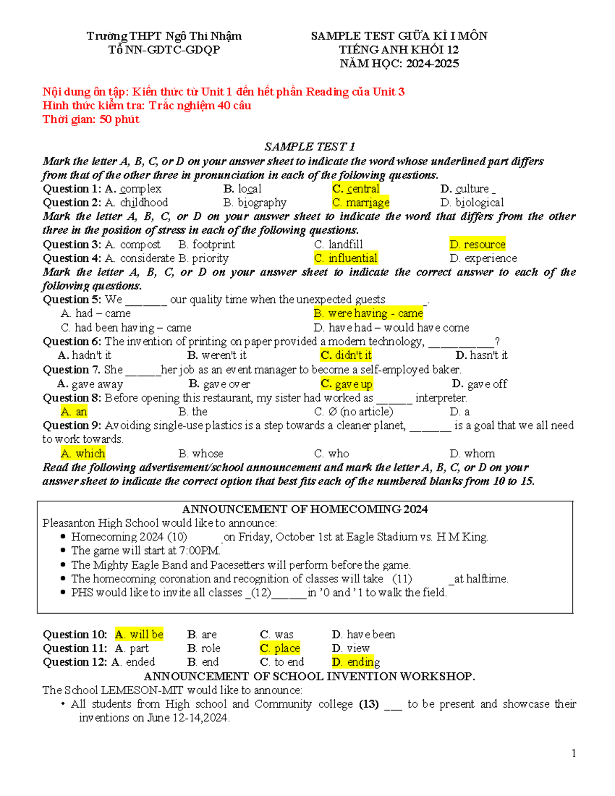 K12 Đề Cương Giữa Kỳ 1 Môn Tiếng Anh Khối 12 Studocu K12 Đề Cương Giữa Kỳ 1 Môn Tiếng Anh Khối 12 Studocu